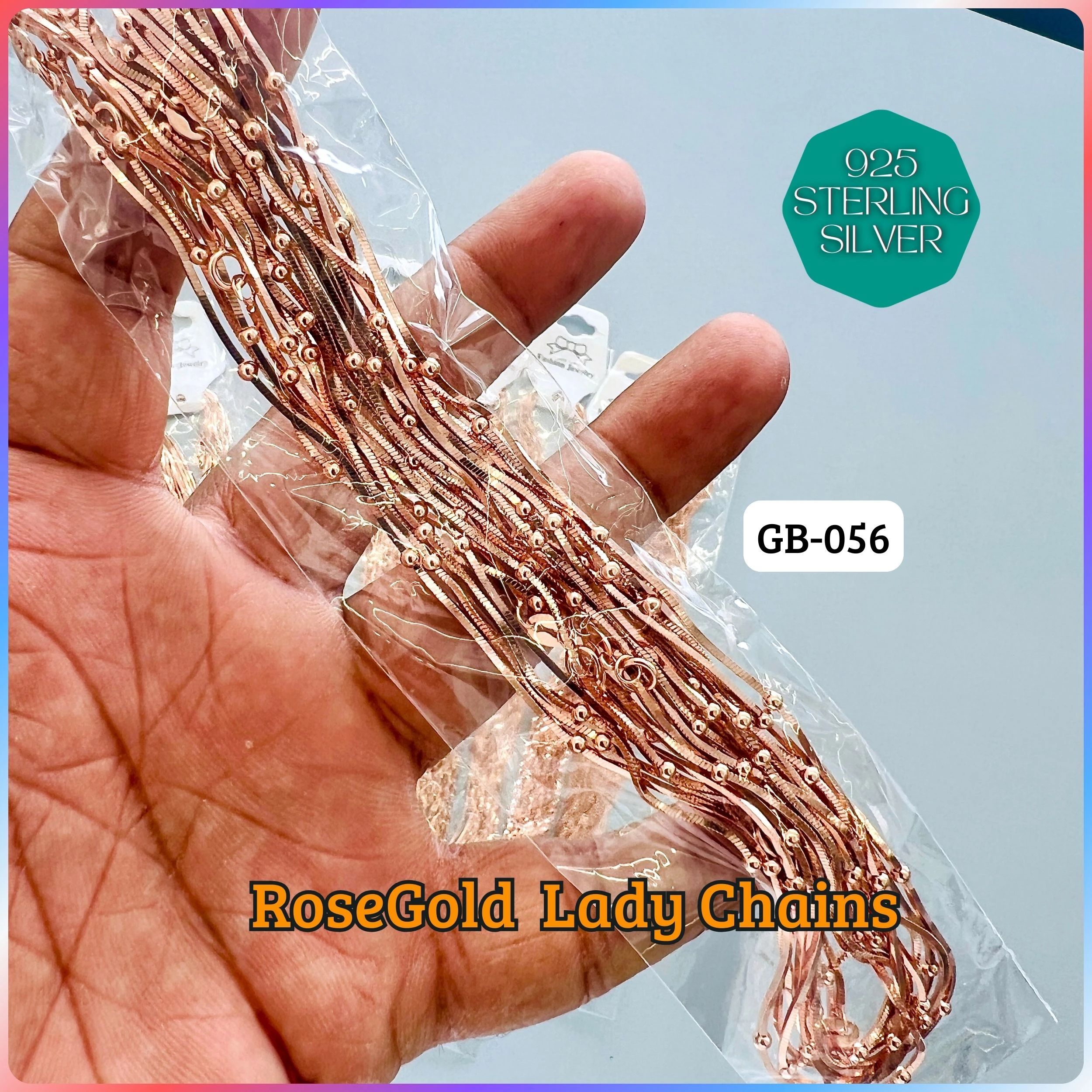RoseGold Lady Chain - Premium 925 Silver Jewellery - SKU: GB-056-008 - Hyderabad Silver Importers