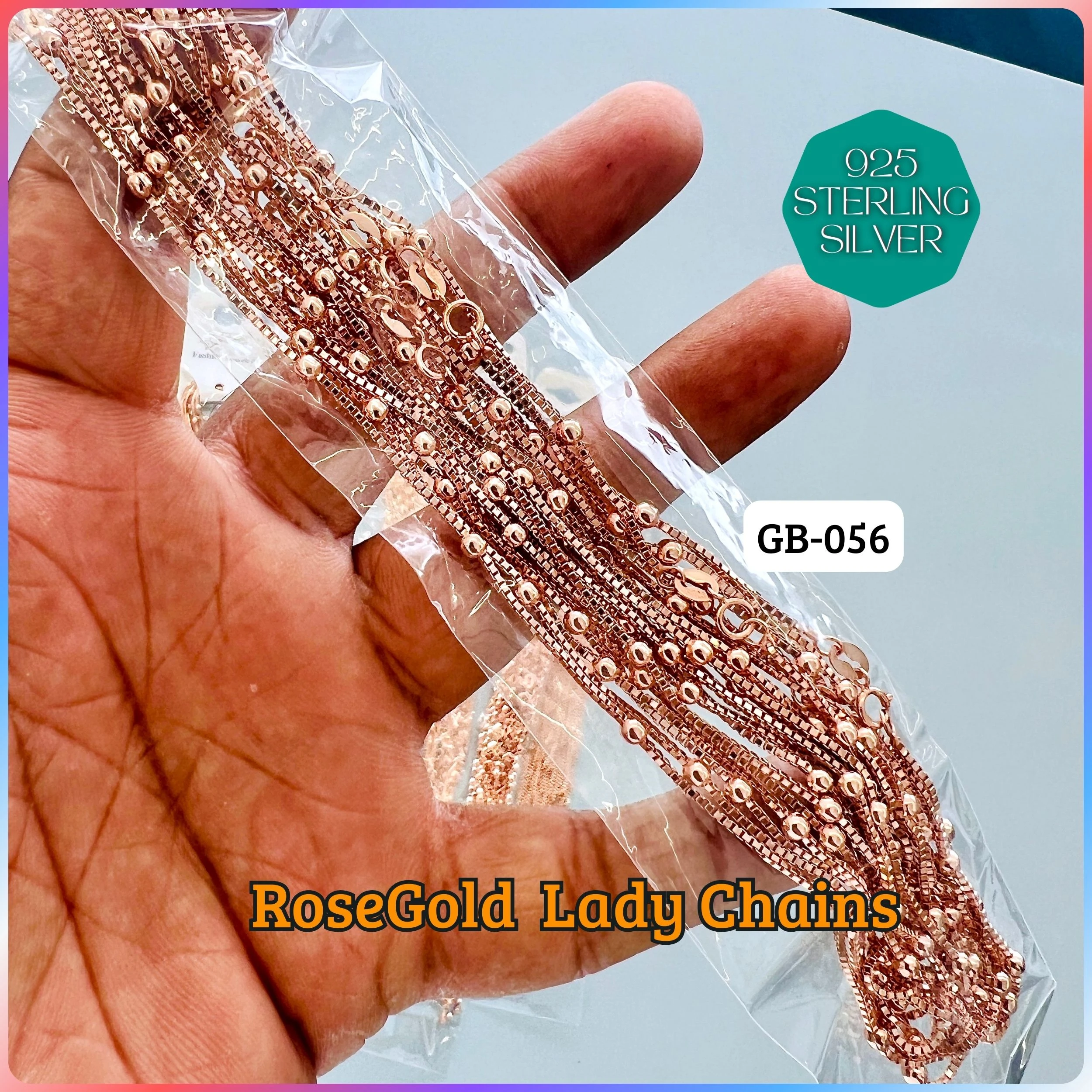 RoseGold Lady Chain - Premium 925 Silver Jewellery - SKU: GB-056-009 - Hyderabad Silver Importers