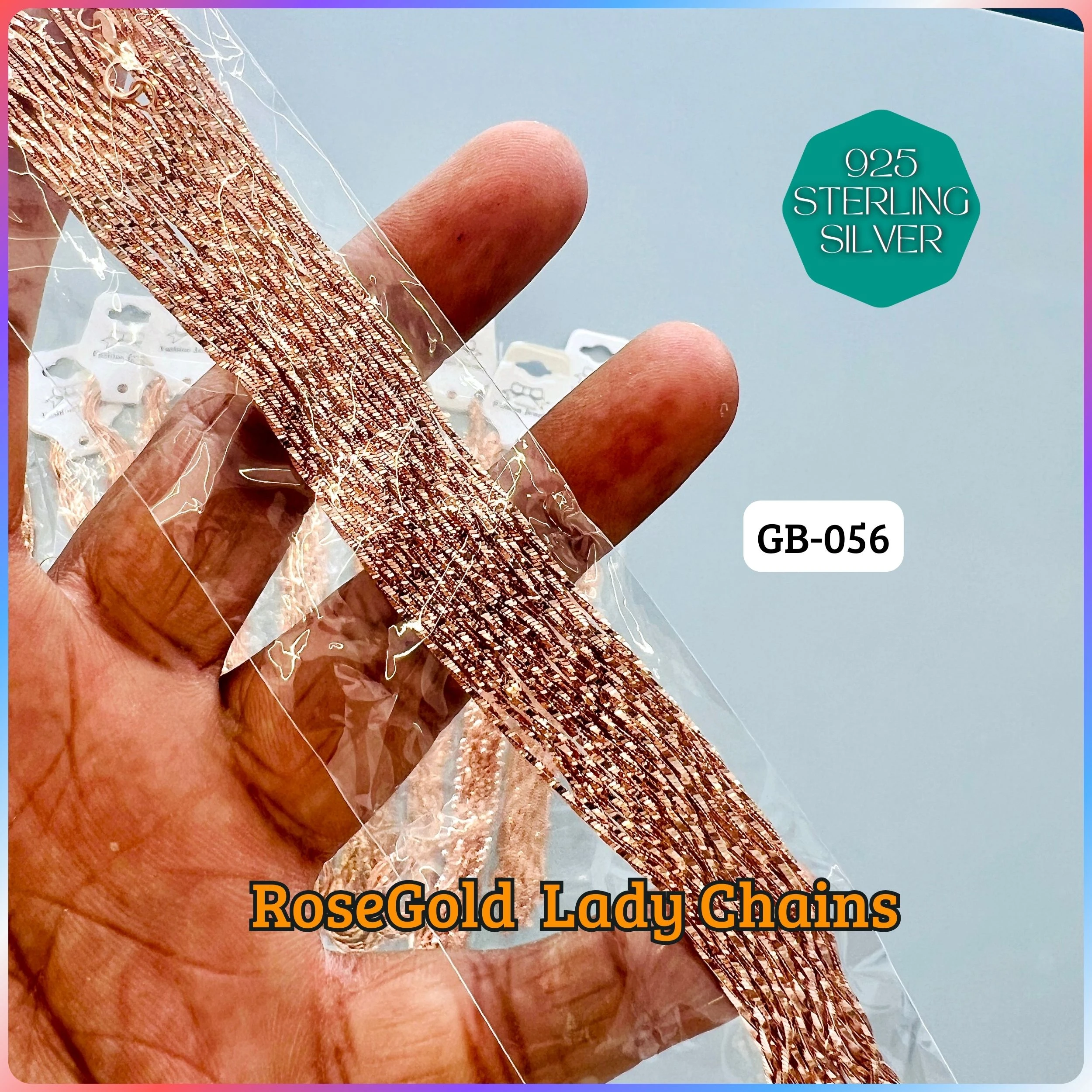 RoseGold Lady Chain - Premium 925 Silver Jewellery - SKU: GB-056-010 - Hyderabad Silver Importers