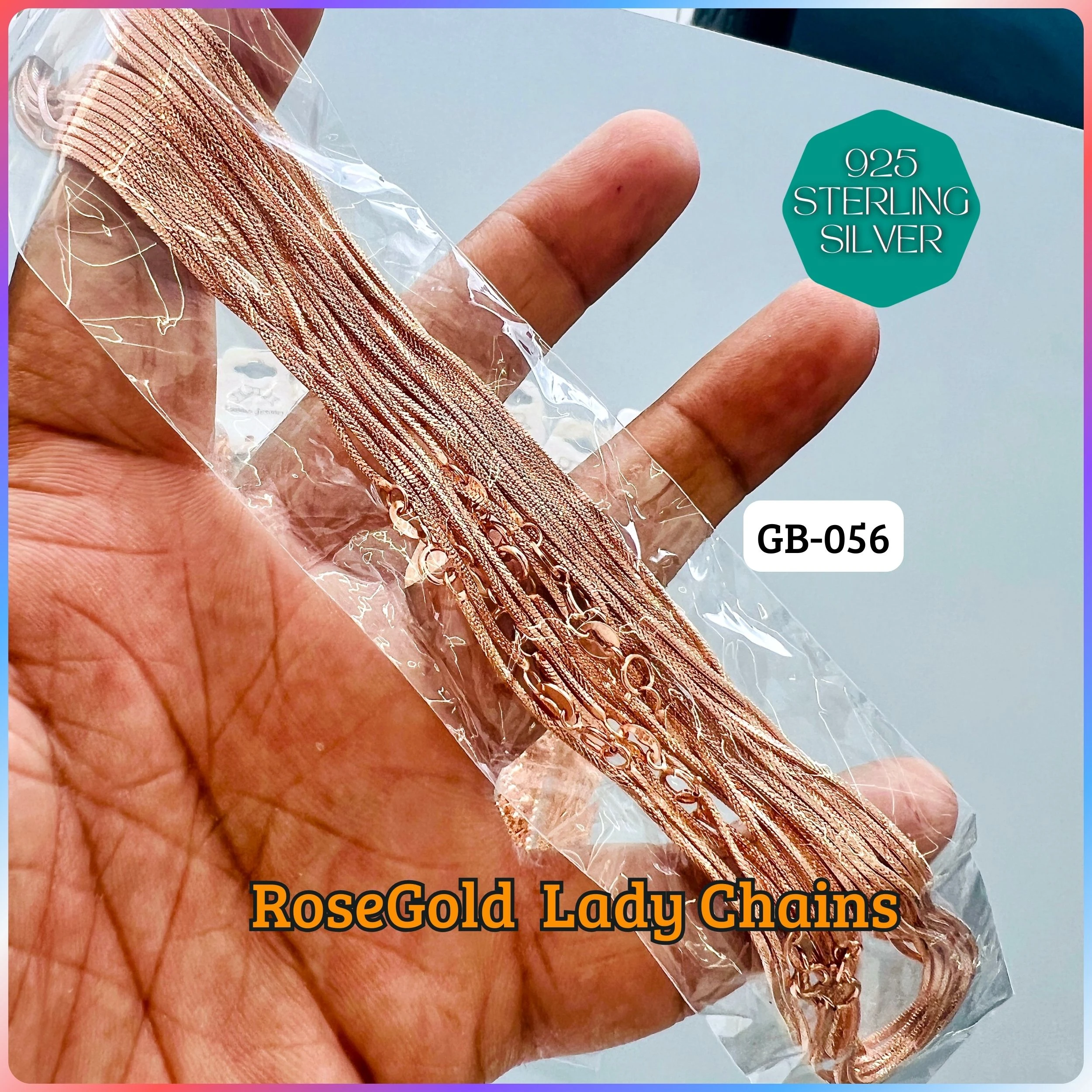 RoseGold Lady Chain - Premium 925 Silver Jewellery - SKU: GB-056-011 - Hyderabad Silver Importers