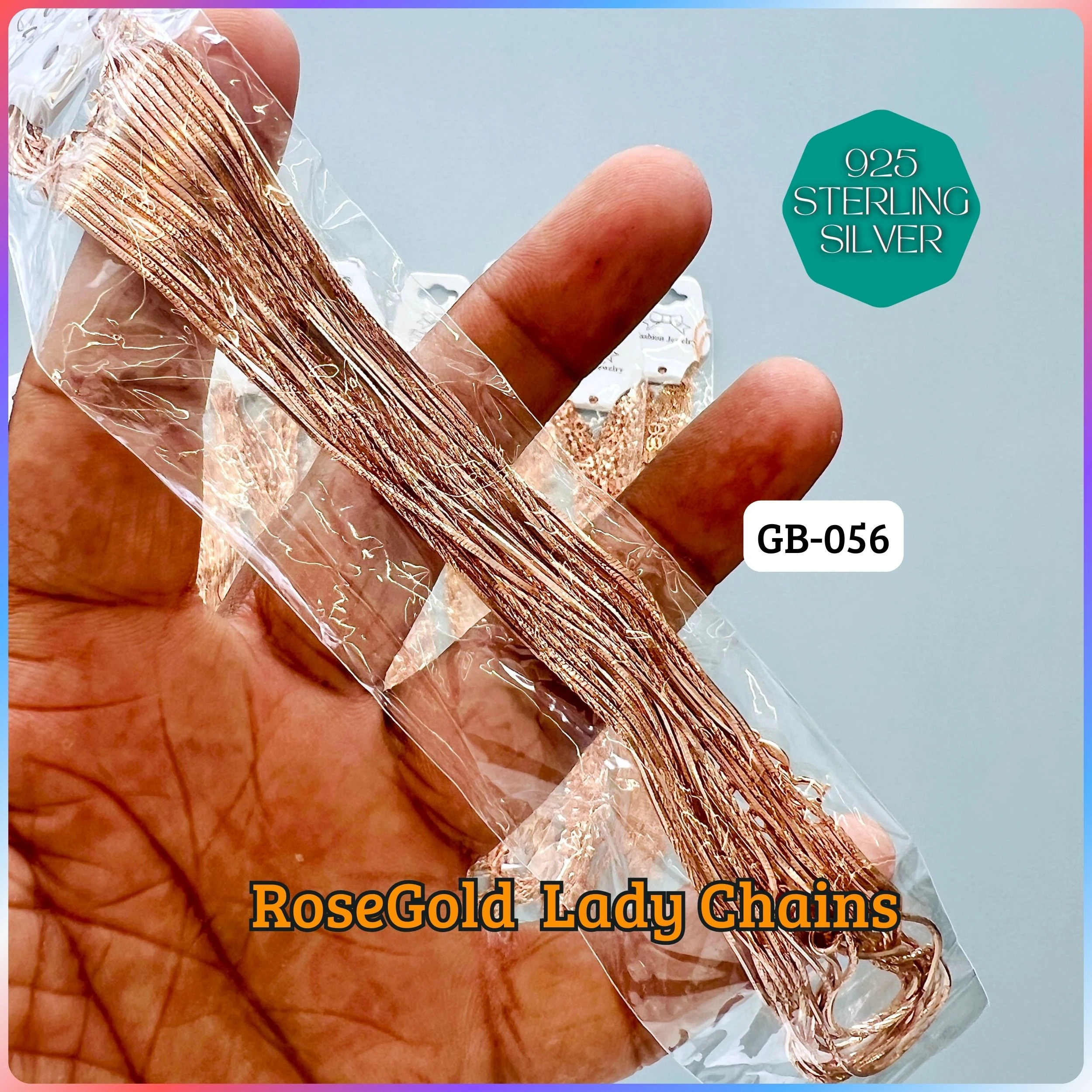 RoseGold Lady Chain - Premium 925 Silver Jewellery - SKU: GB-056-012 - Hyderabad Silver Importers