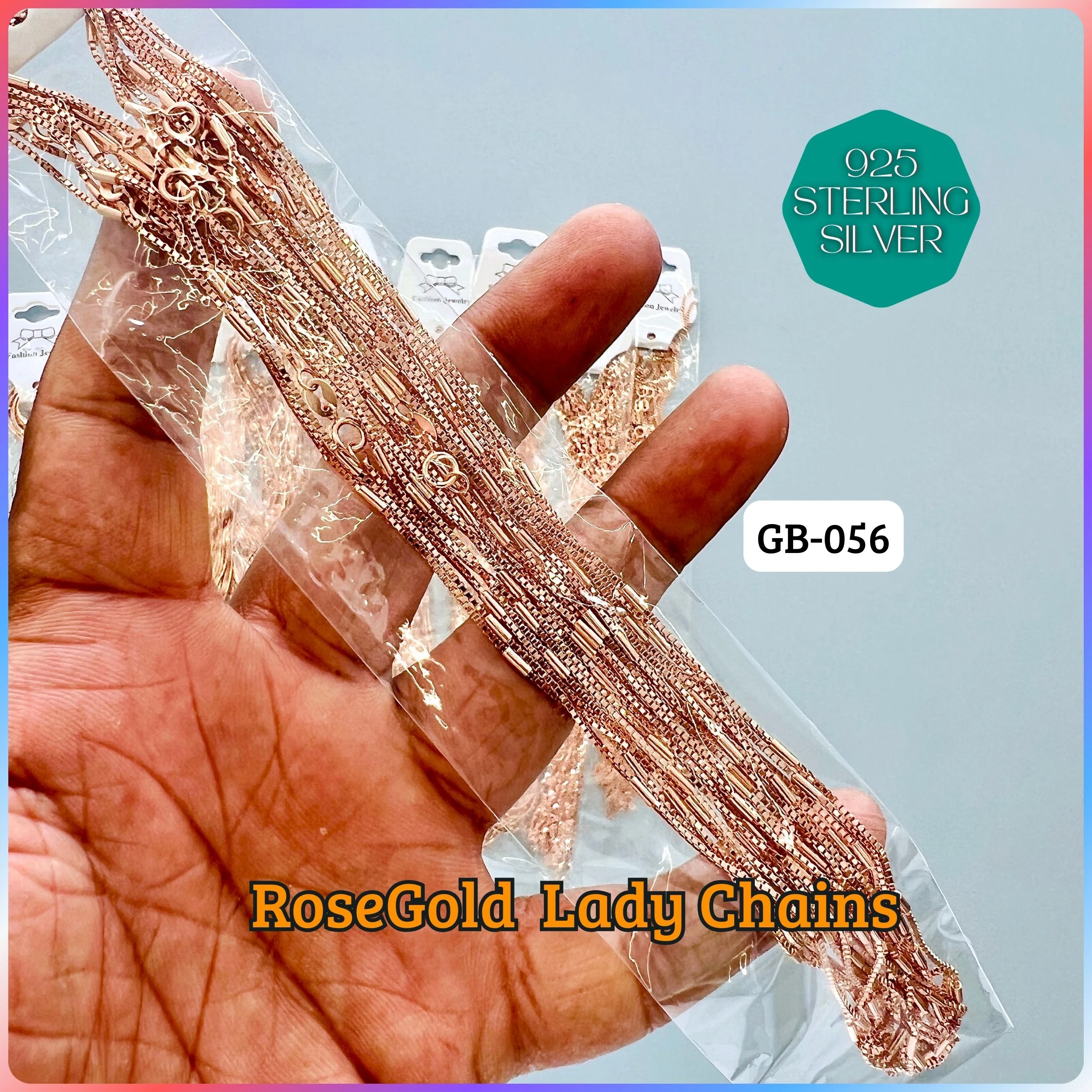 RoseGold Lady Chain - Premium 925 Silver Jewellery - SKU: GB-056-013 - Hyderabad Silver Importers