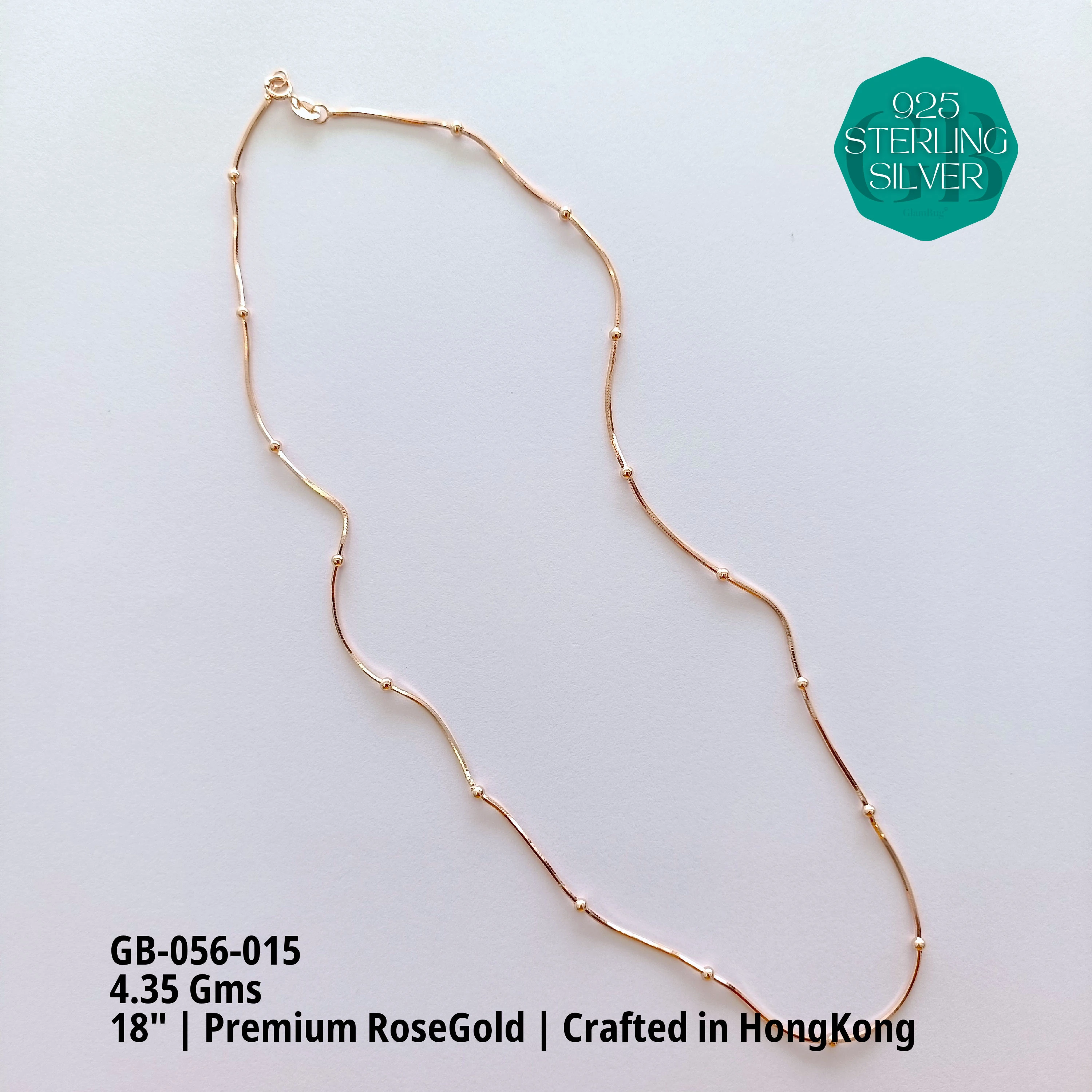 RoseGold Lady Chain - Premium 925 Silver Jewellery - SKU: GB-056-015 - Hyderabad Silver Importers