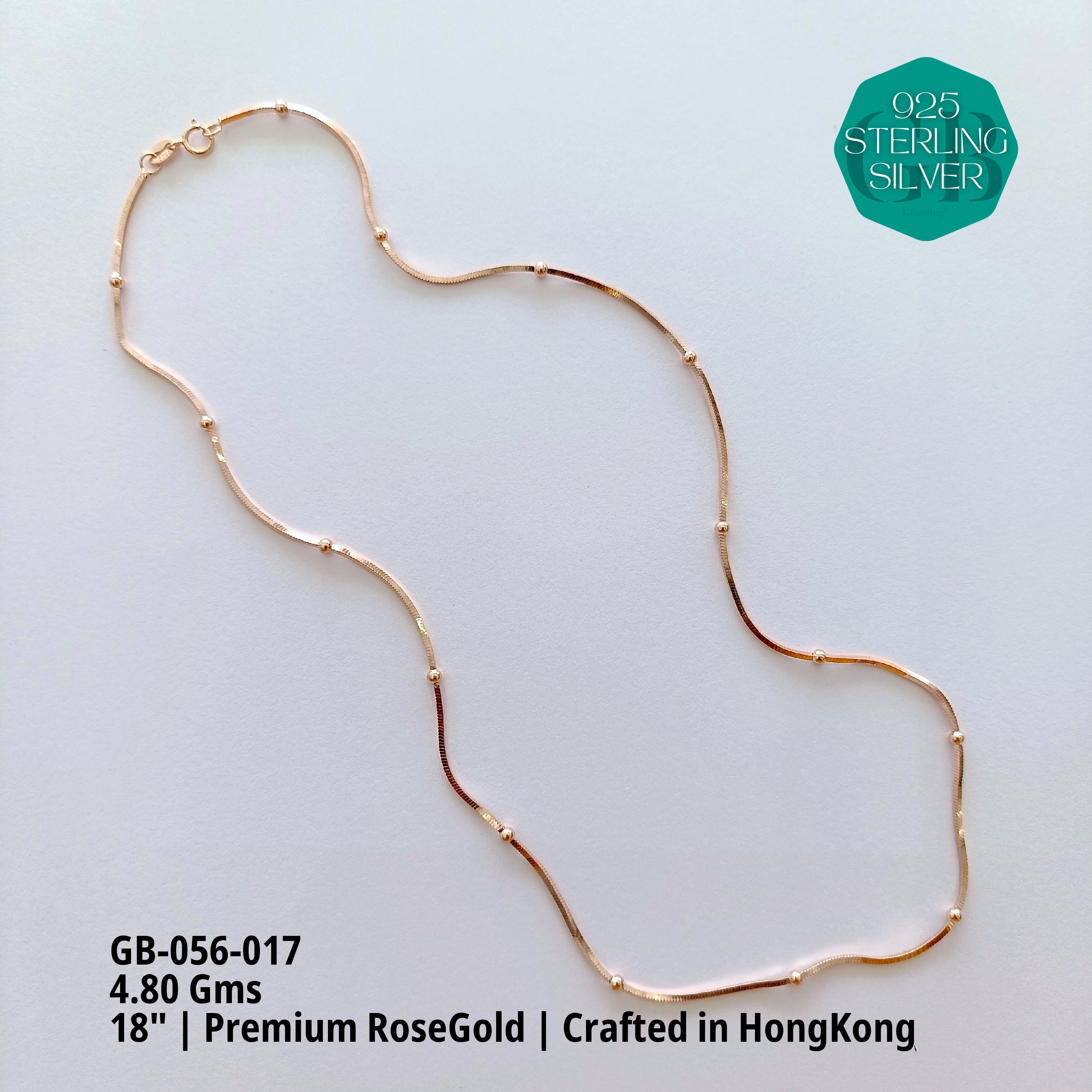 RoseGold Lady Chain - Premium 925 Silver Jewellery - SKU: GB-056-017 - Hyderabad Silver Importers