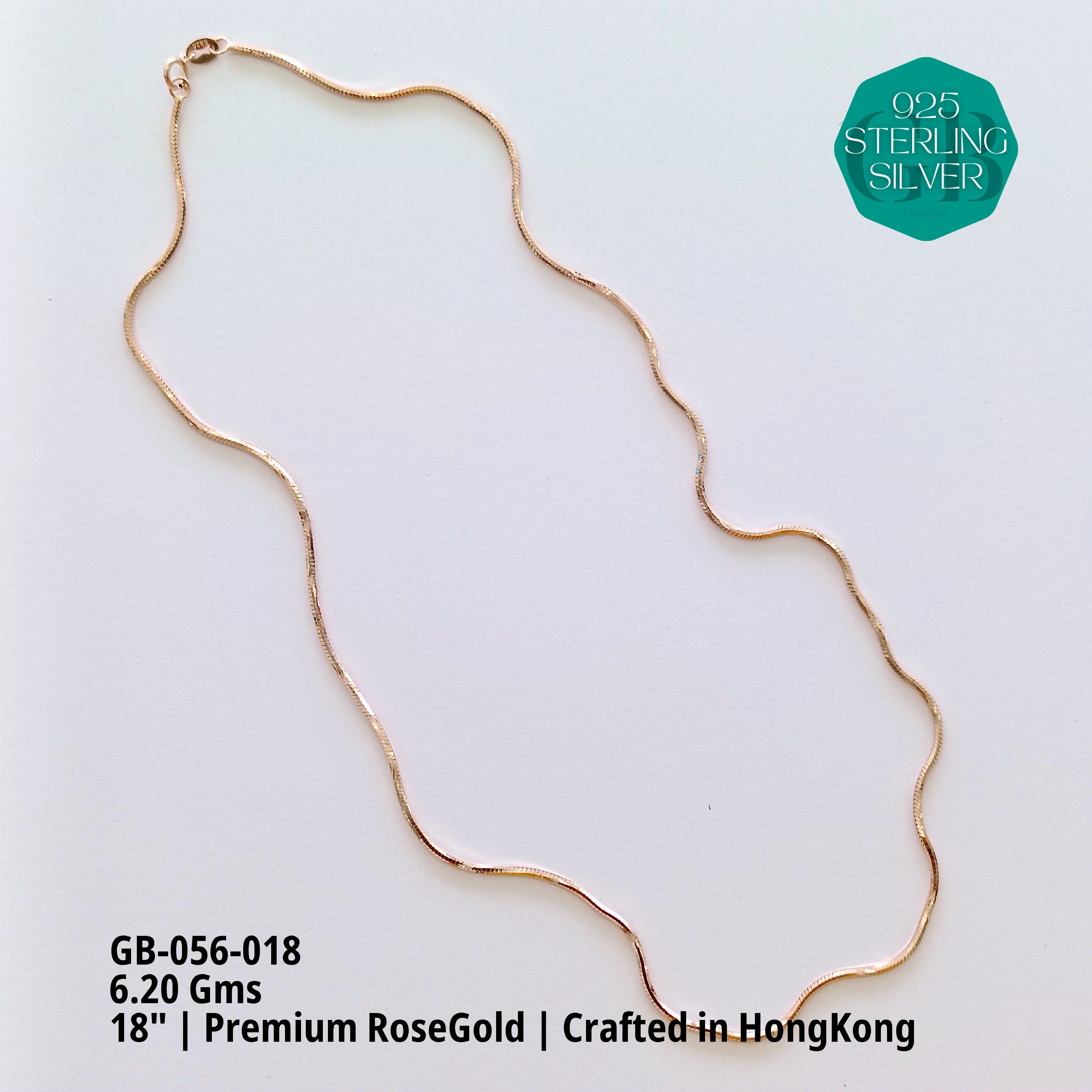 RoseGold Lady Chain - Premium 925 Silver Jewellery - SKU: GB-056-018 - Hyderabad Silver Importers