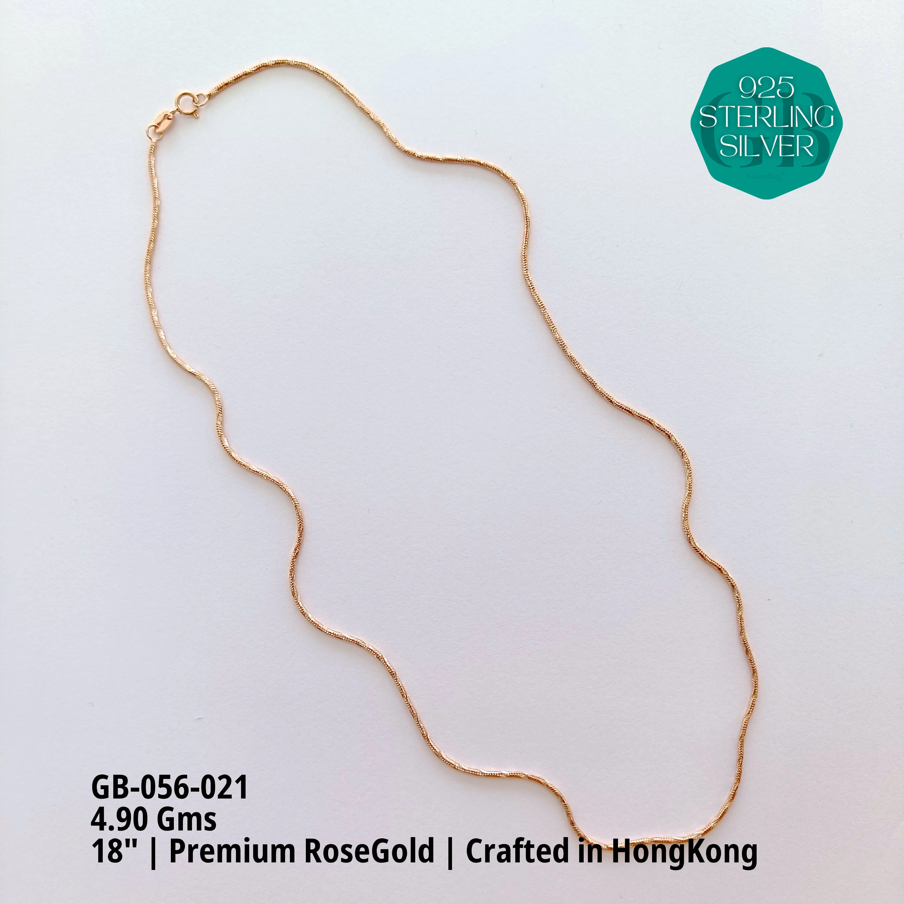 RoseGold Lady Chain - Premium 925 Silver Jewellery - SKU: GB-056-021 - Hyderabad Silver Importers