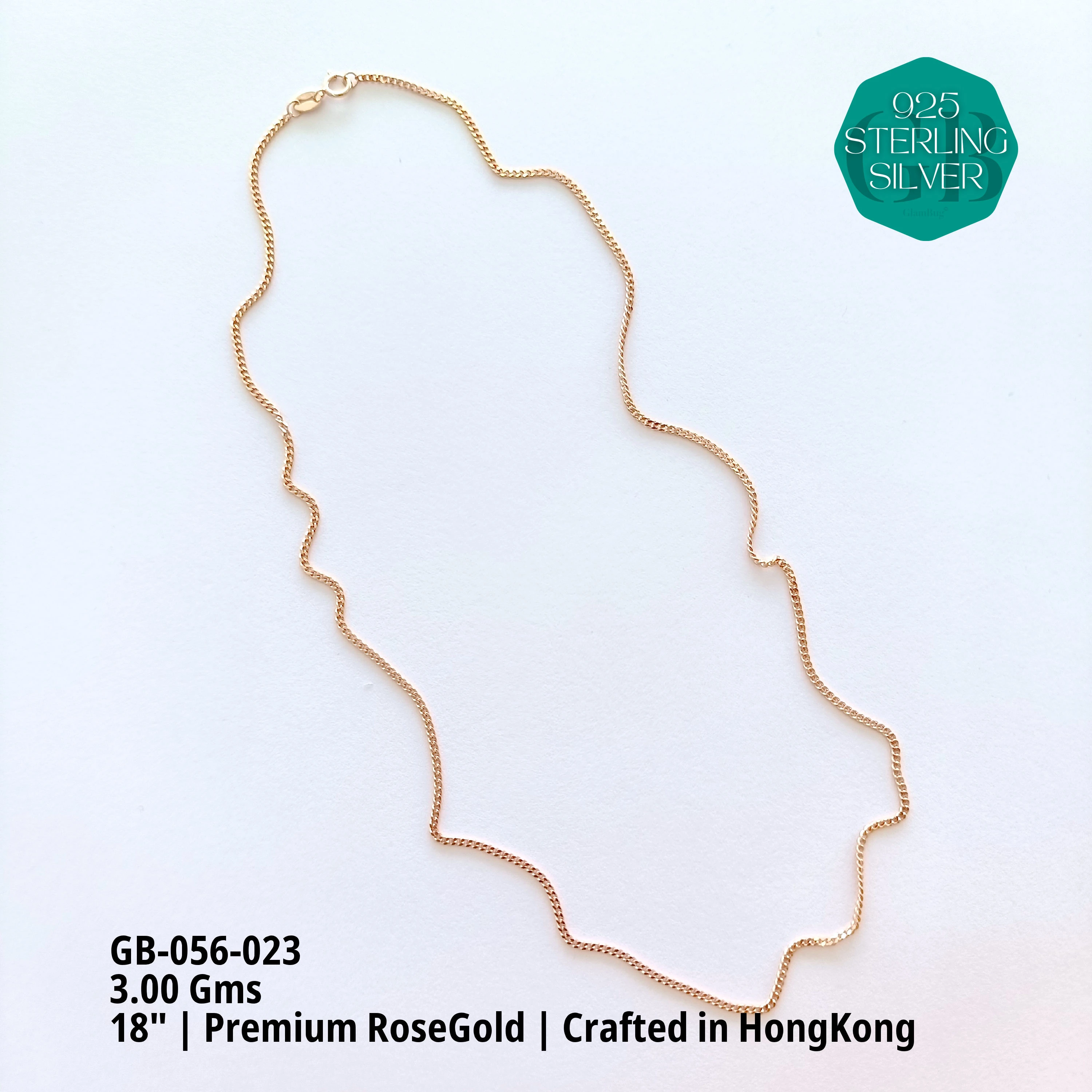 RoseGold Lady Chain - Premium 925 Silver Jewellery - SKU: GB-056-023 - Hyderabad Silver Importers