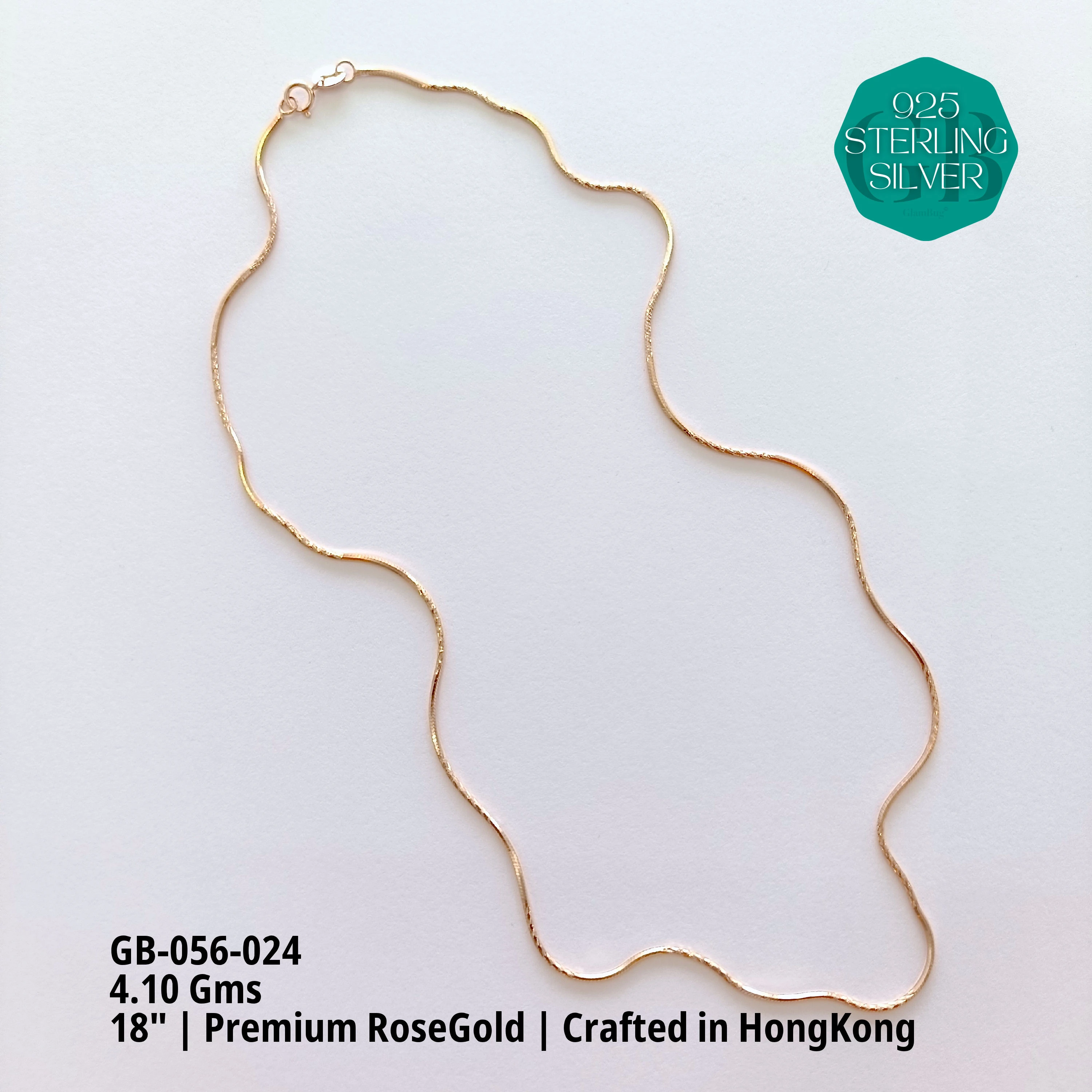 RoseGold Lady Chain - Premium 925 Silver Jewellery - SKU: GB-056-024 - Hyderabad Silver Importers