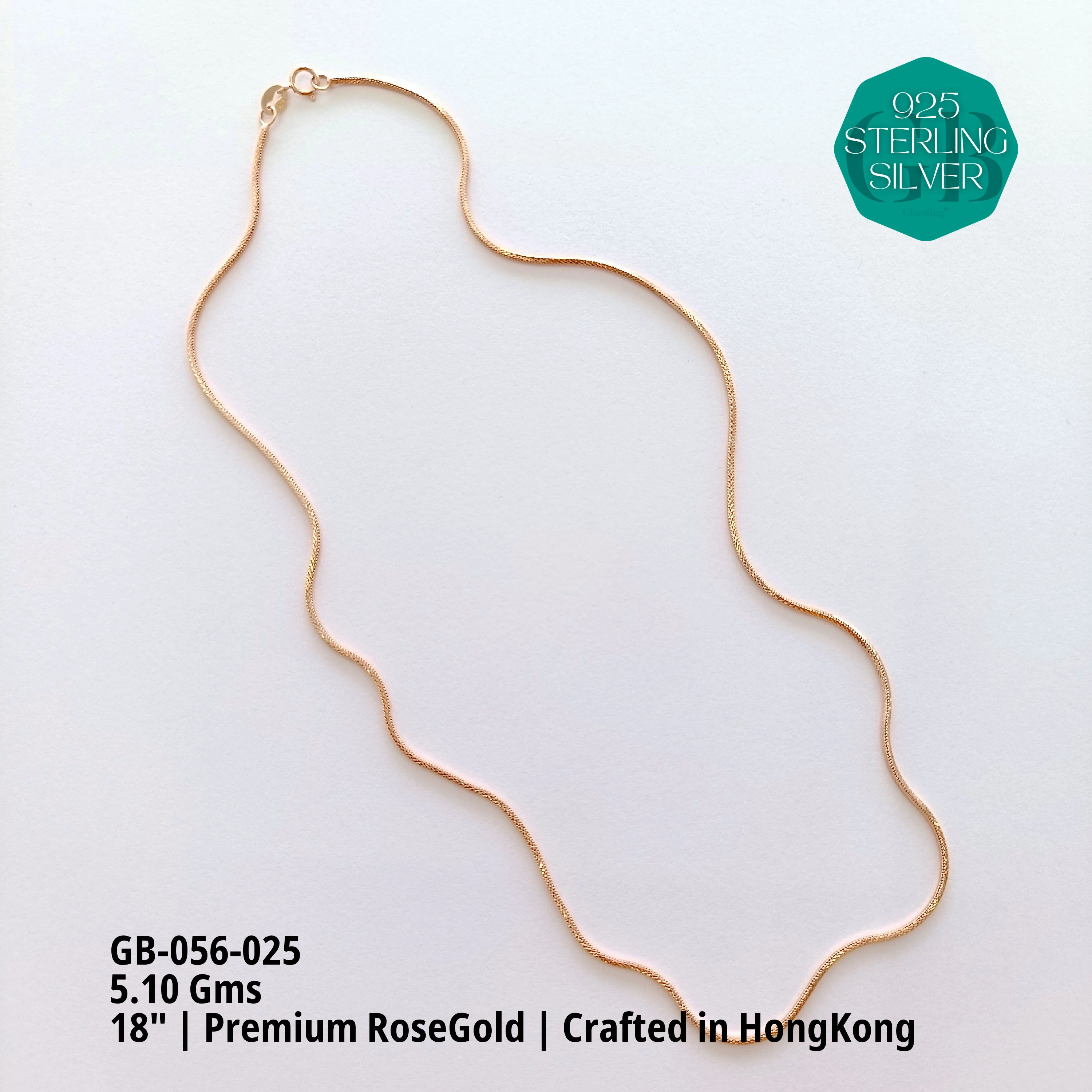 RoseGold Lady Chain - Premium 925 Silver Jewellery - SKU: GB-056-025 - Hyderabad Silver Importers