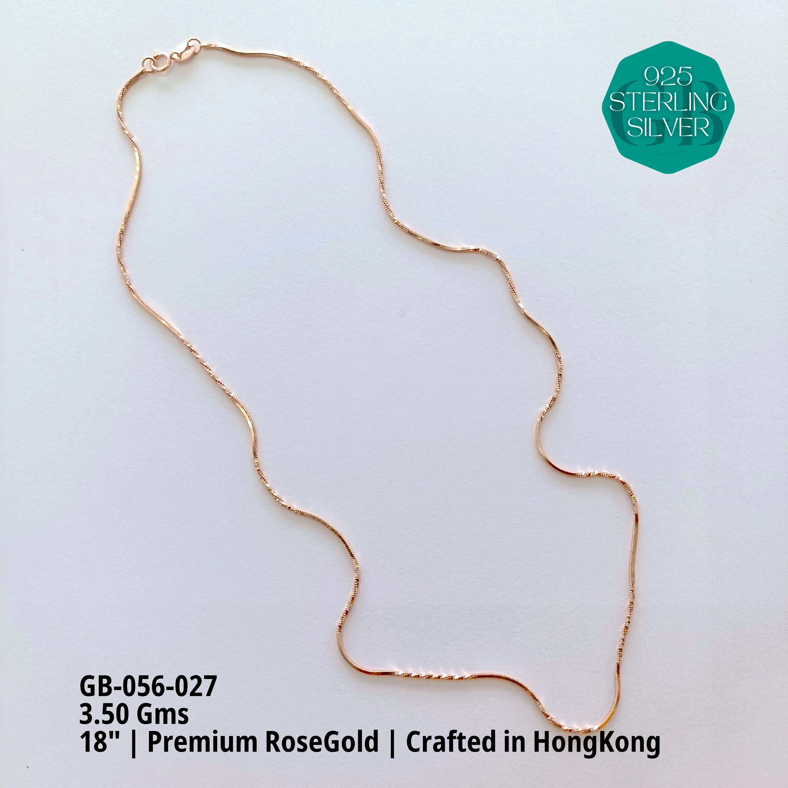 RoseGold Lady Chain - Premium 925 Silver Jewellery - SKU: GB-056-027 - Hyderabad Silver Importers
