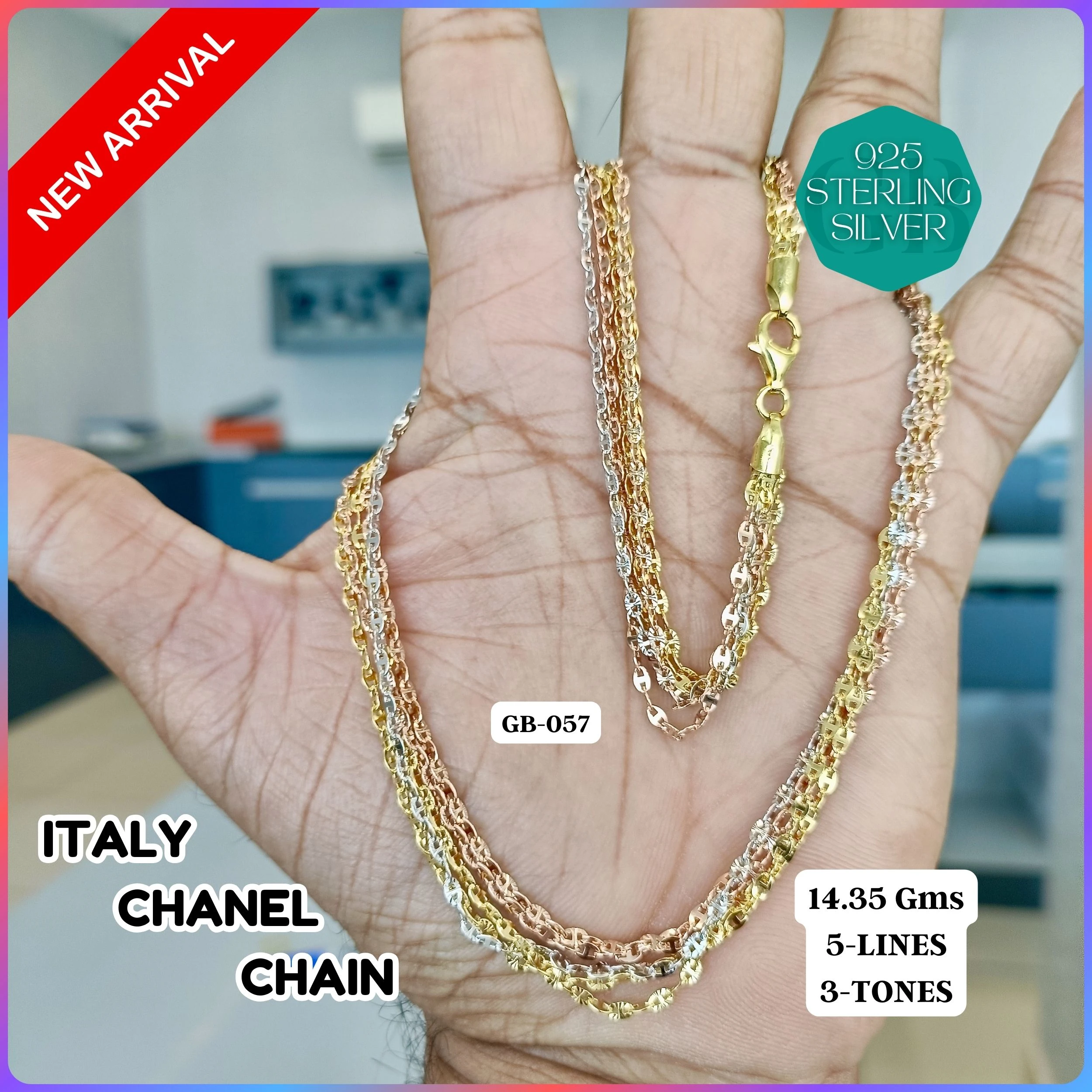 ITALY CHANEL CHAINS - Premium 925 Silver Jewellery - SKU: GB-057-001 - Hyderabad Silver Importers