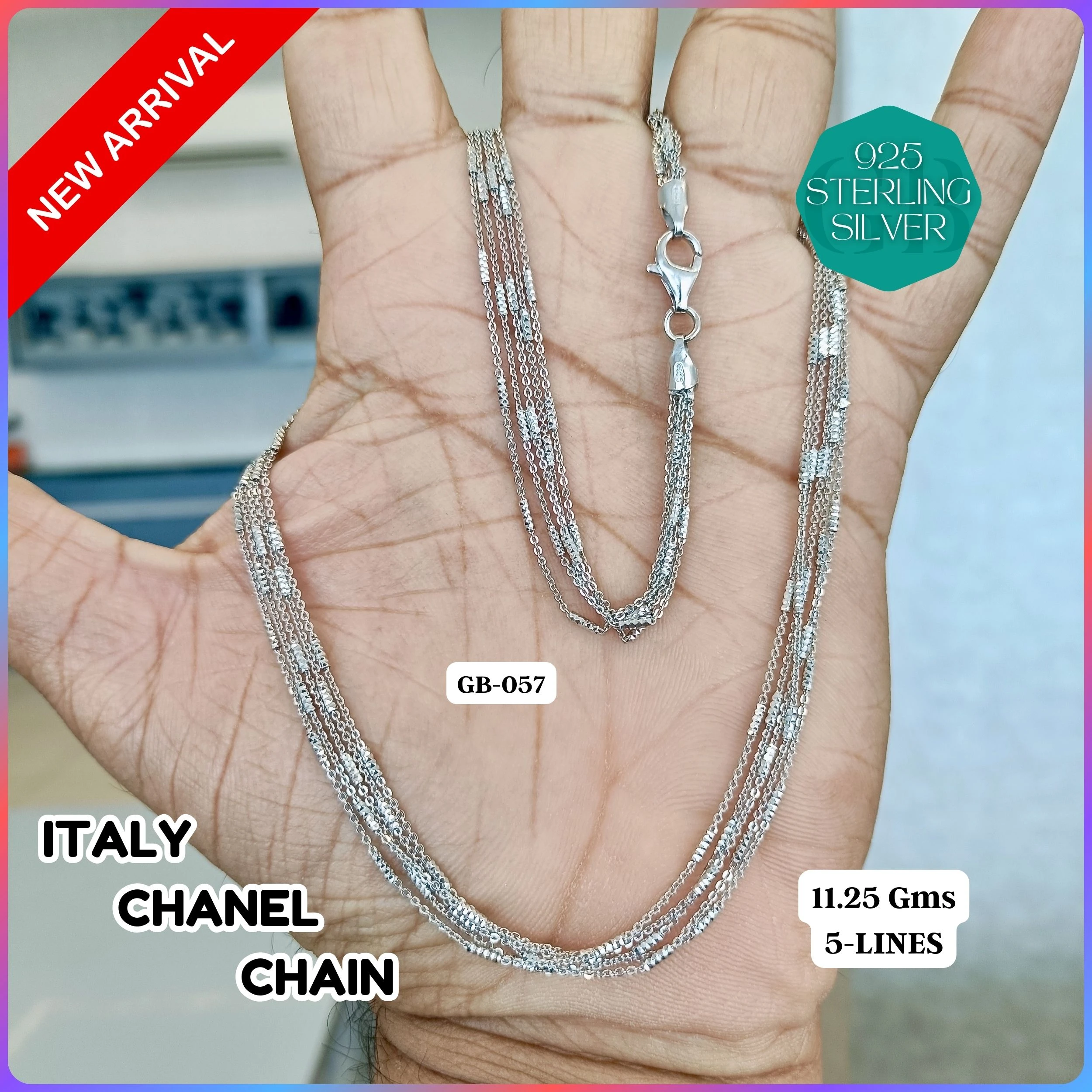 ITALY CHANEL CHAINS - Premium 925 Silver Jewellery - SKU: GB-057-003 - Hyderabad Silver Importers