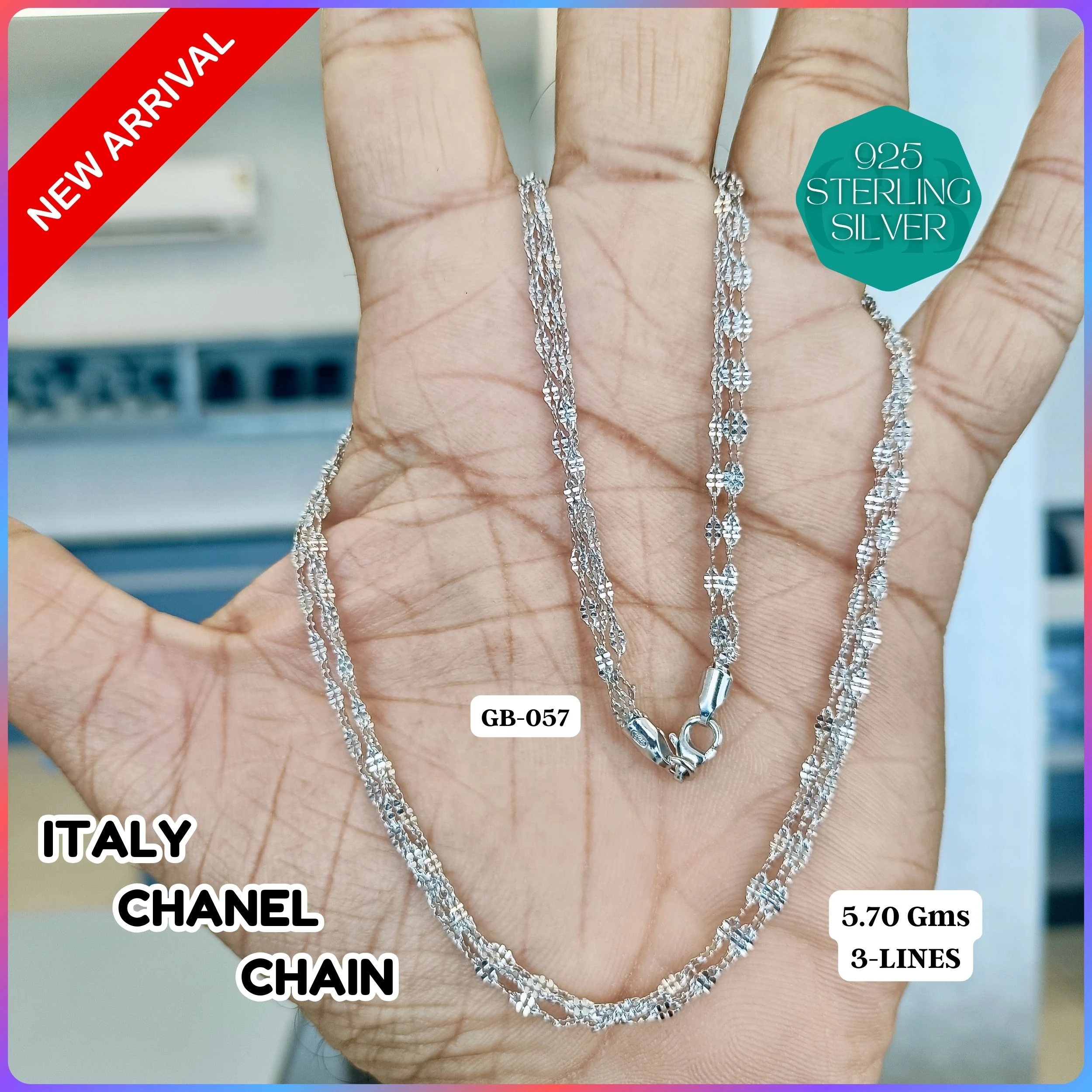 ITALY CHANEL CHAINS - Premium 925 Silver Jewellery - SKU: GB-057-004 - Hyderabad Silver Importers