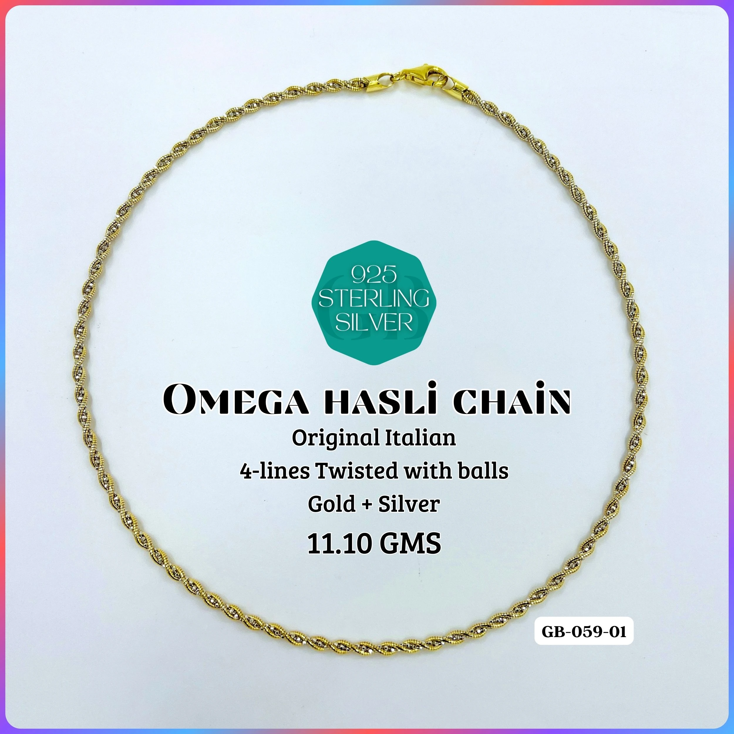 ITALY OMEGA CHAIN - Premium 925 Silver Jewellery - SKU: GB-059-001 - Hyderabad Silver Importers