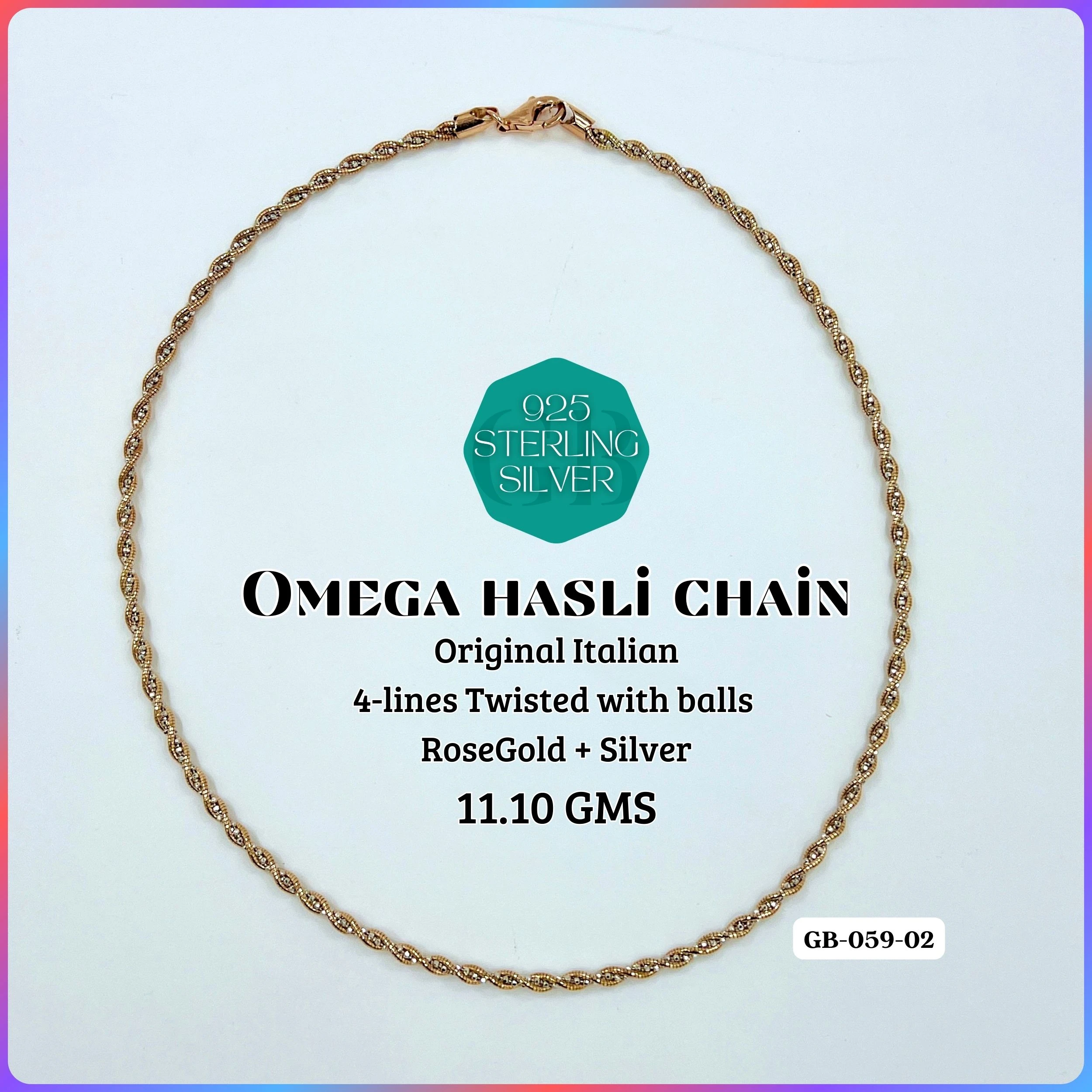 ITALY OMEGA CHAIN - Premium 925 Silver Jewellery - SKU: GB-059-002 - Hyderabad Silver Importers