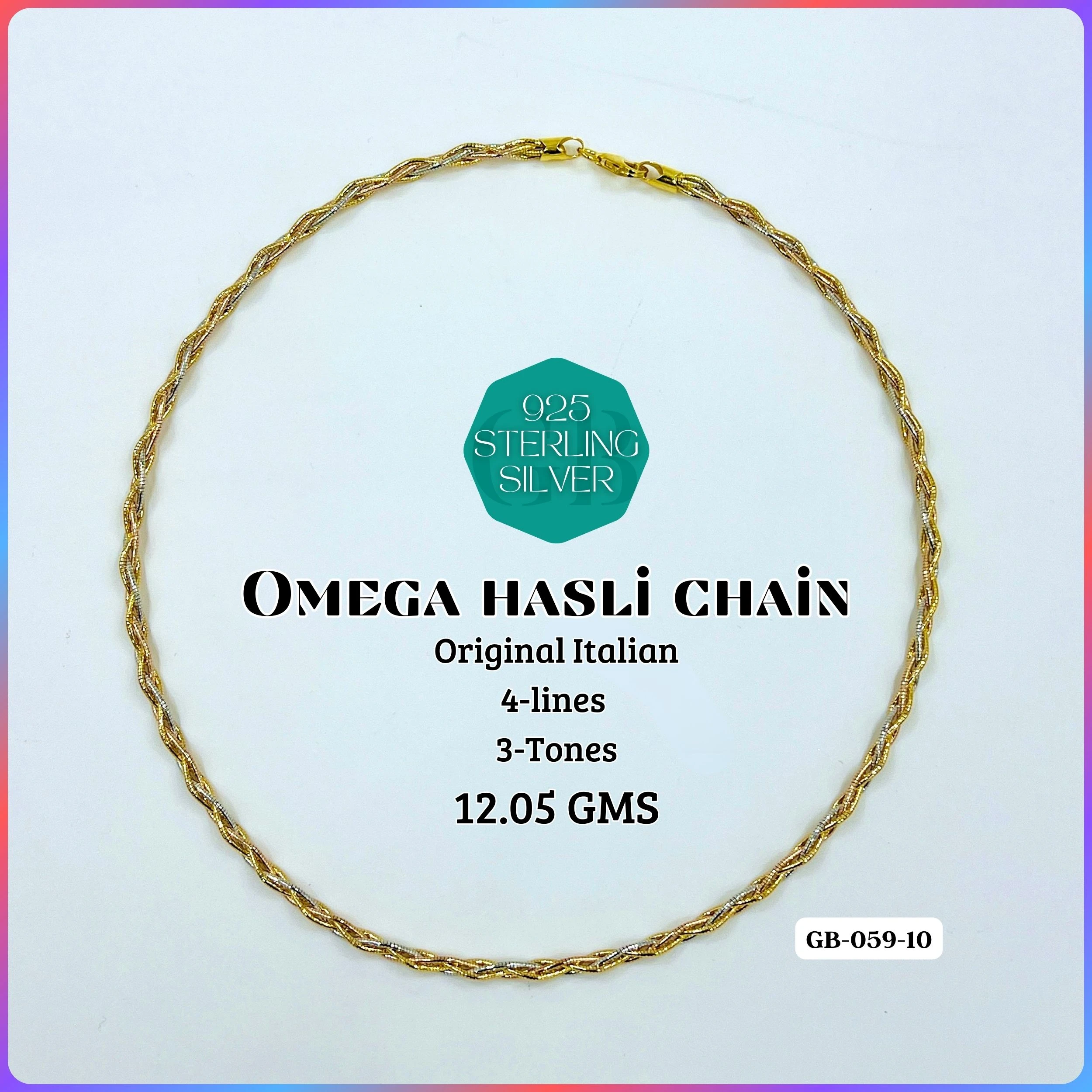 ITALY OMEGA CHAIN - Premium 925 Silver Jewellery - SKU: GB-059-010 - Hyderabad Silver Importers