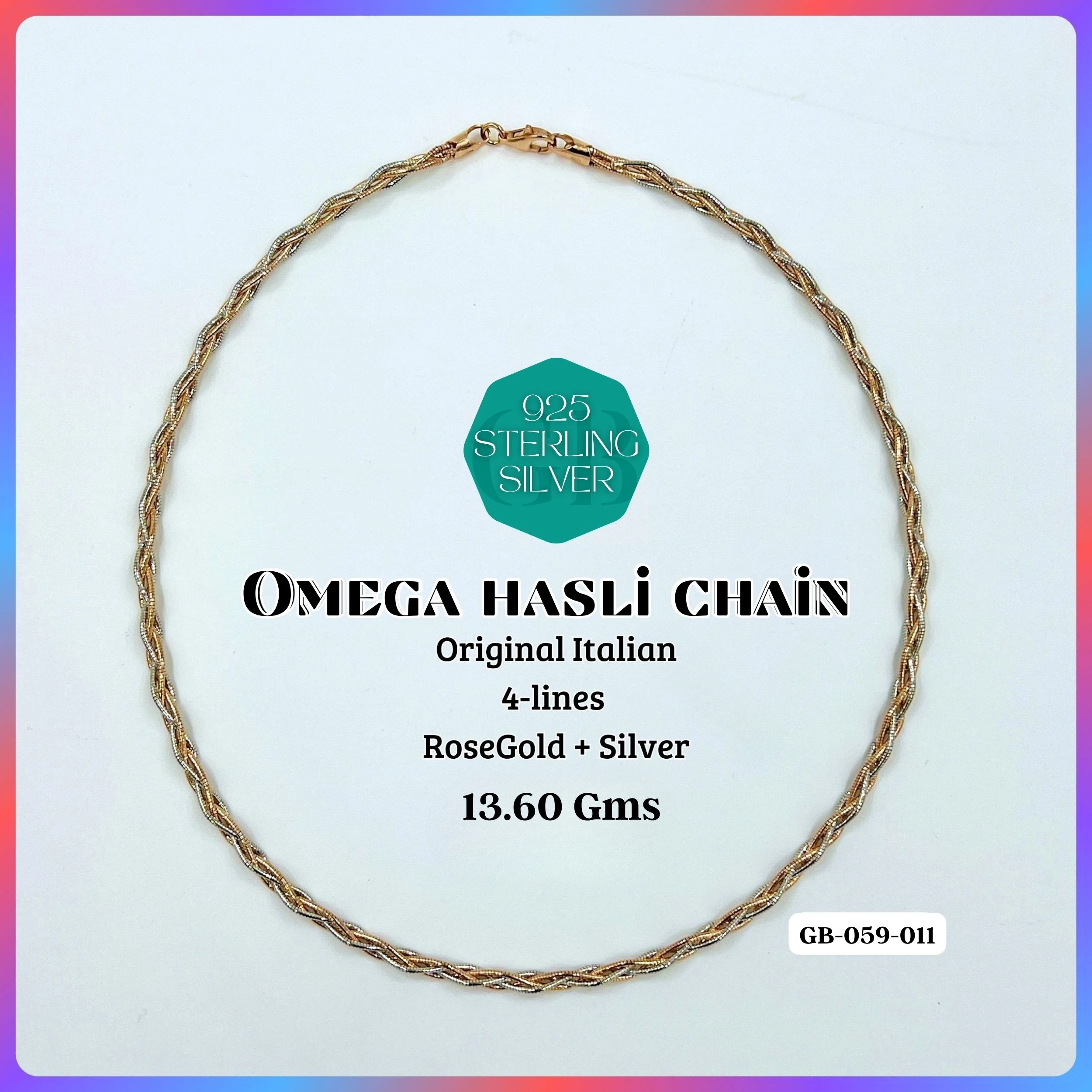 ITALY OMEGA CHAIN - Premium 925 Silver Jewellery - SKU: GB-059-011 - Hyderabad Silver Importers