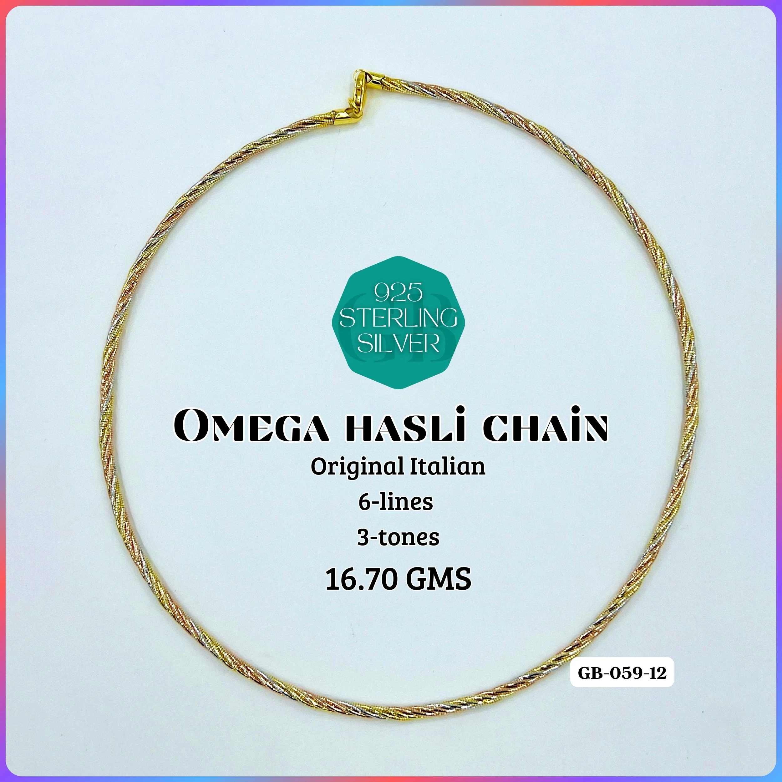 ITALY OMEGA CHAIN - Premium 925 Silver Jewellery - SKU: GB-059-012 - Hyderabad Silver Importers