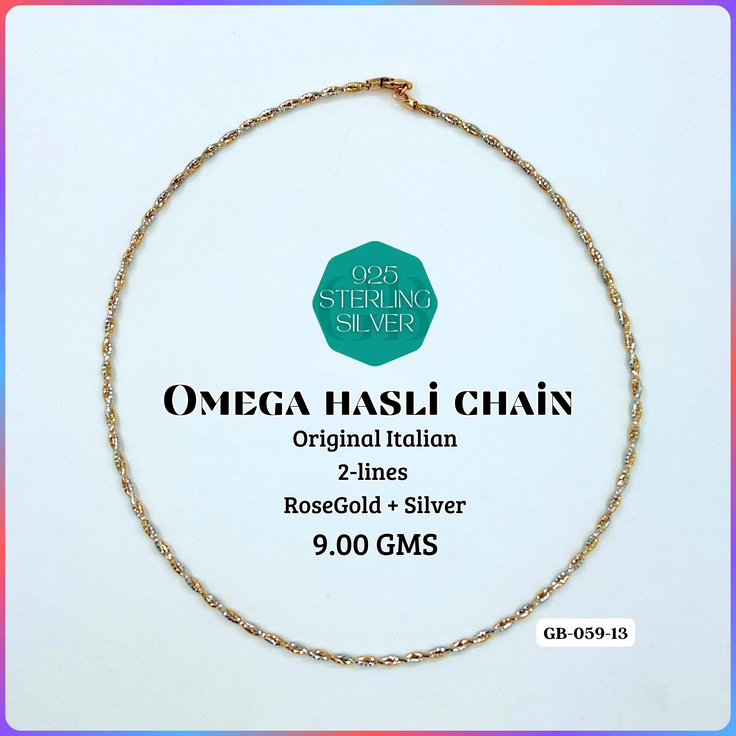 ITALY OMEGA CHAIN - Premium 925 Silver Jewellery - SKU: GB-059-013 - Hyderabad Silver Importers