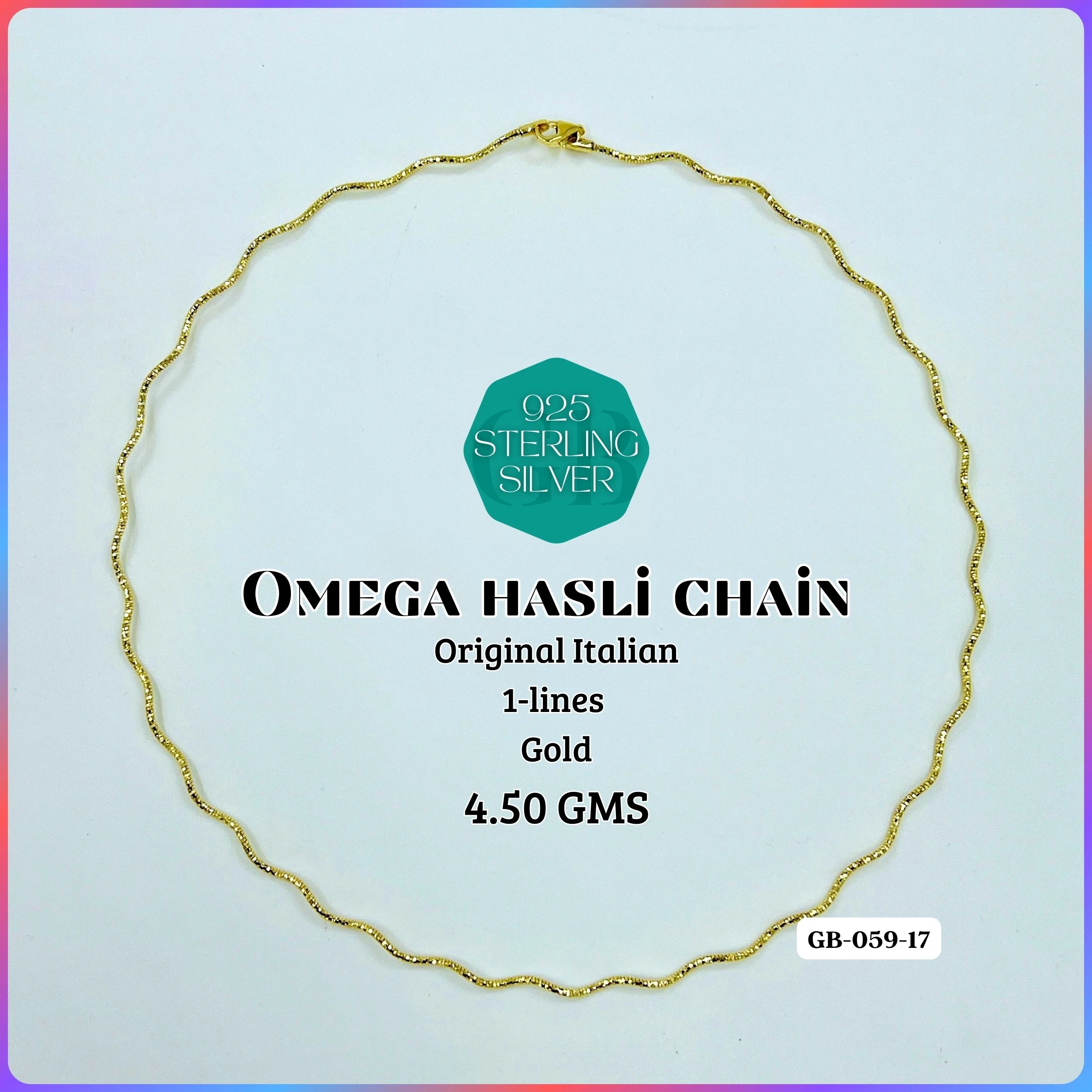 ITALY OMEGA CHAIN - Premium 925 Silver Jewellery - SKU: GB-059-017 - Hyderabad Silver Importers
