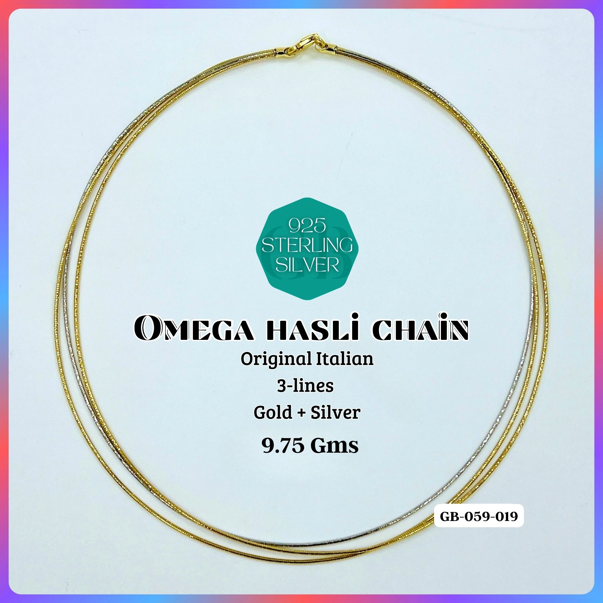 ITALY OMEGA CHAIN - Premium 925 Silver Jewellery - SKU: GB-059-019 - Hyderabad Silver Importers