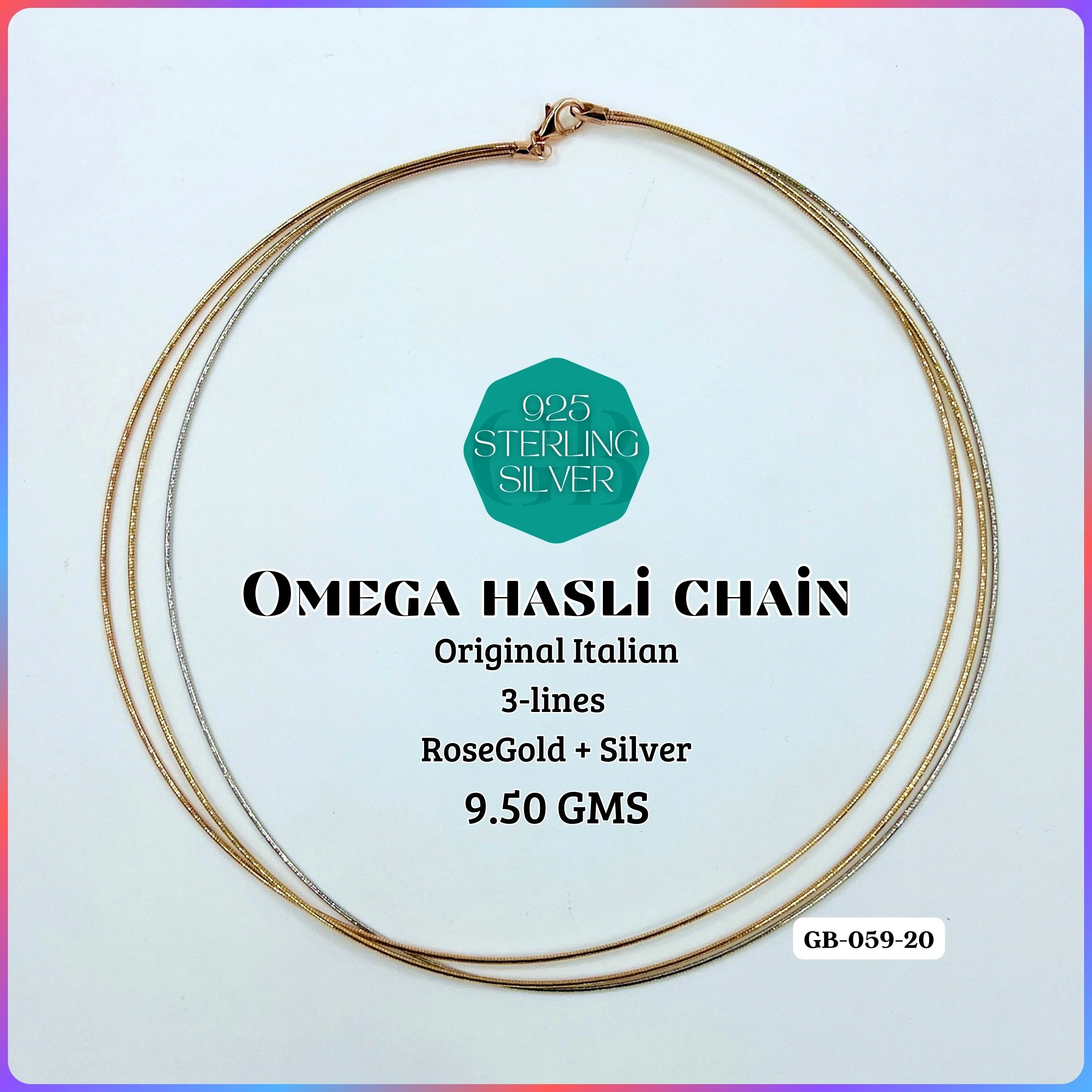 ITALY OMEGA CHAIN - Premium 925 Silver Jewellery - SKU: GB-059-020 - Hyderabad Silver Importers