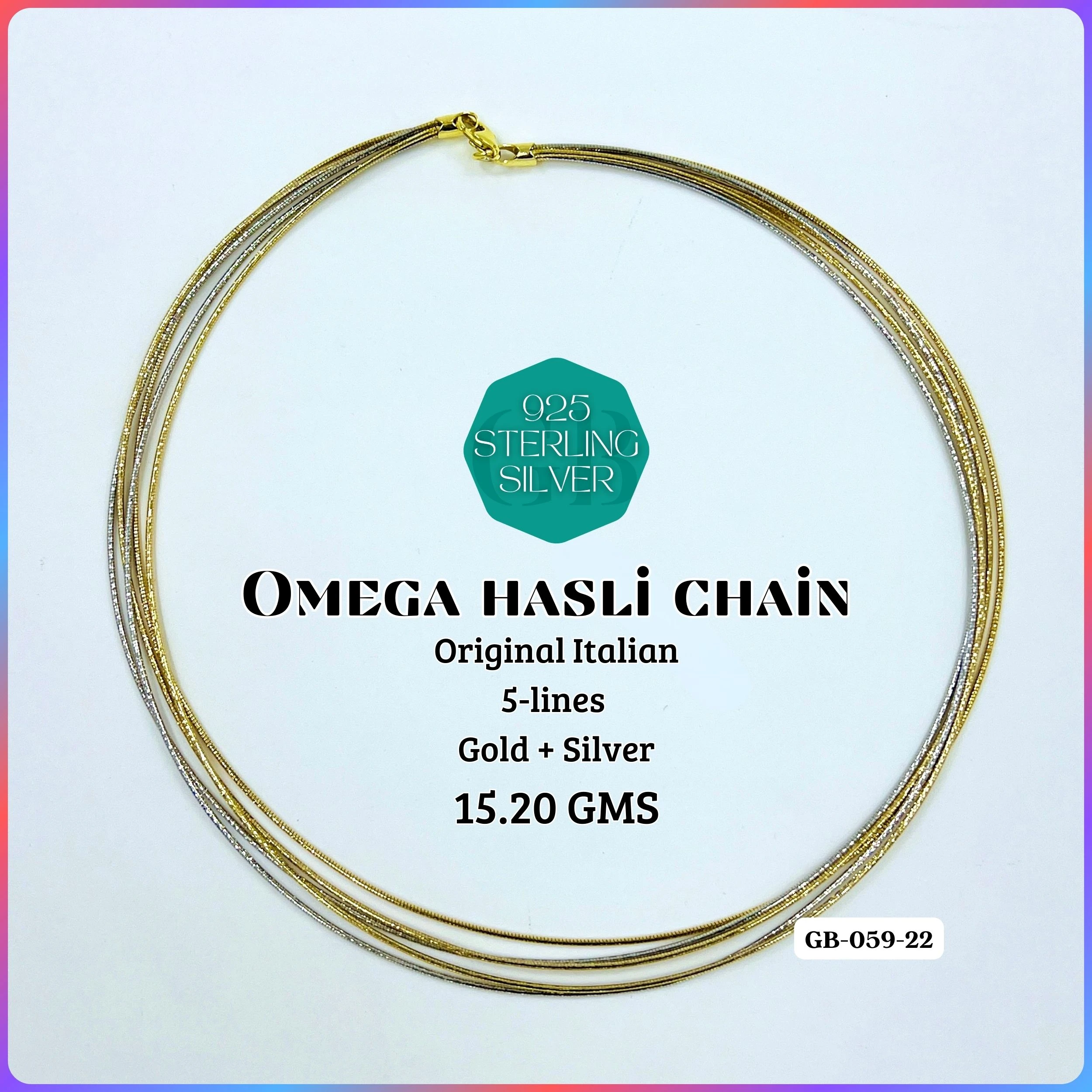 ITALY OMEGA CHAIN - Premium 925 Silver Jewellery - SKU: GB-059-022 - Hyderabad Silver Importers