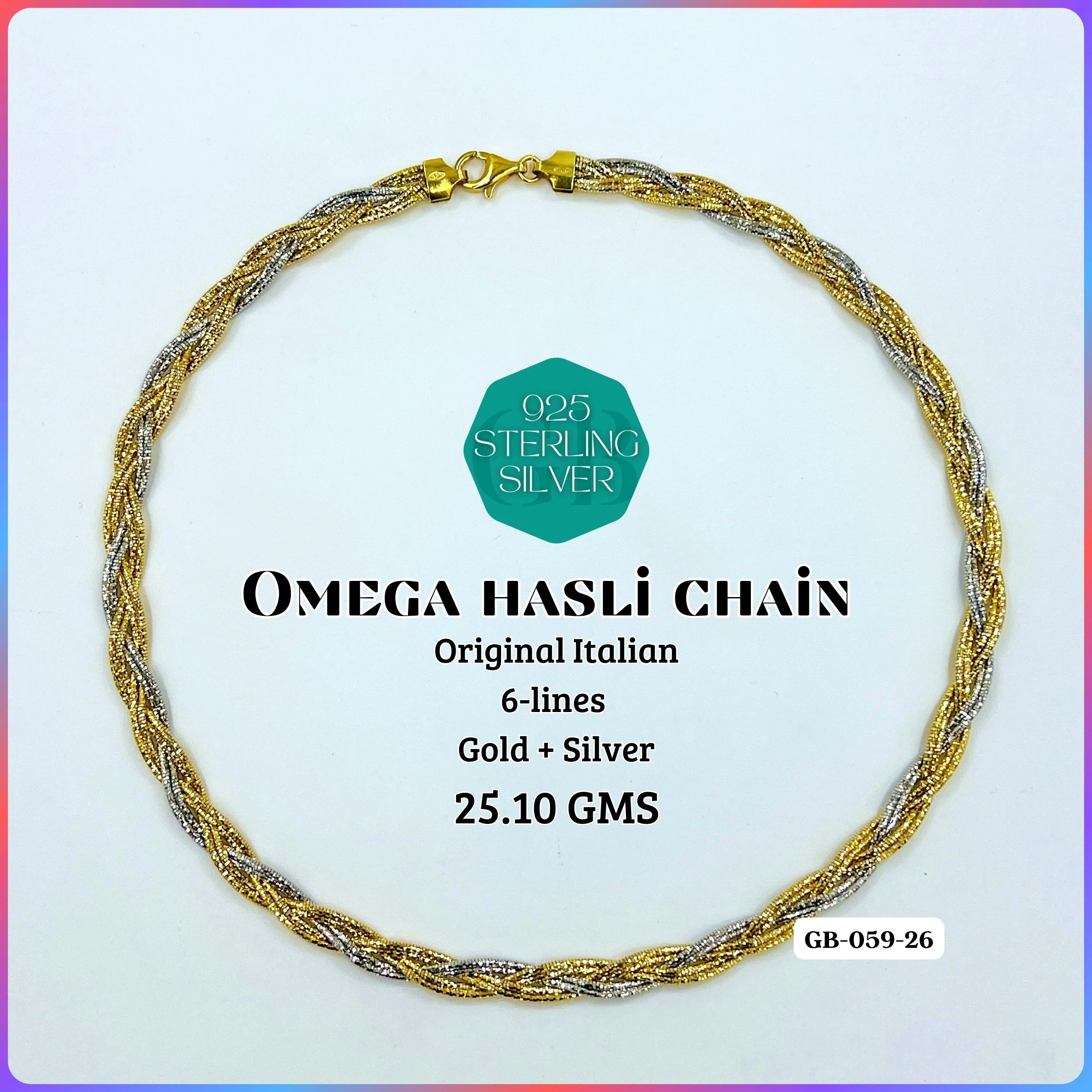 ITALY OMEGA CHAIN - Premium 925 Silver Jewellery - SKU: GB-059-026 - Hyderabad Silver Importers