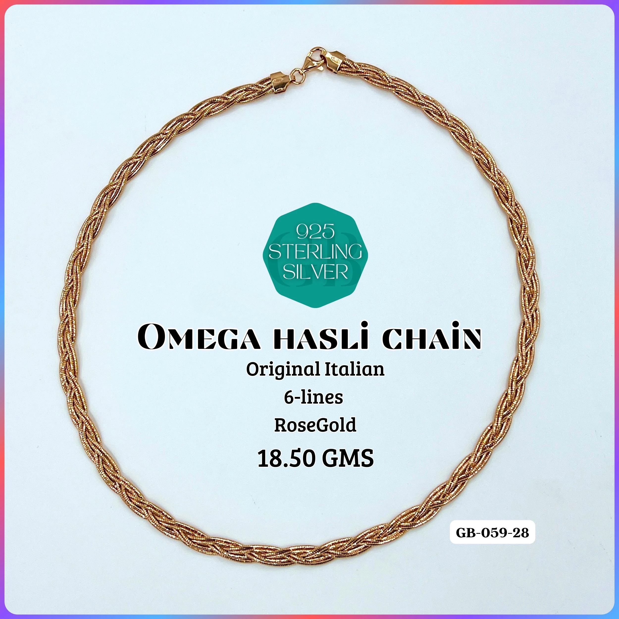 ITALY OMEGA CHAIN - Premium 925 Silver Jewellery - SKU: GB-059-028 - Hyderabad Silver Importers