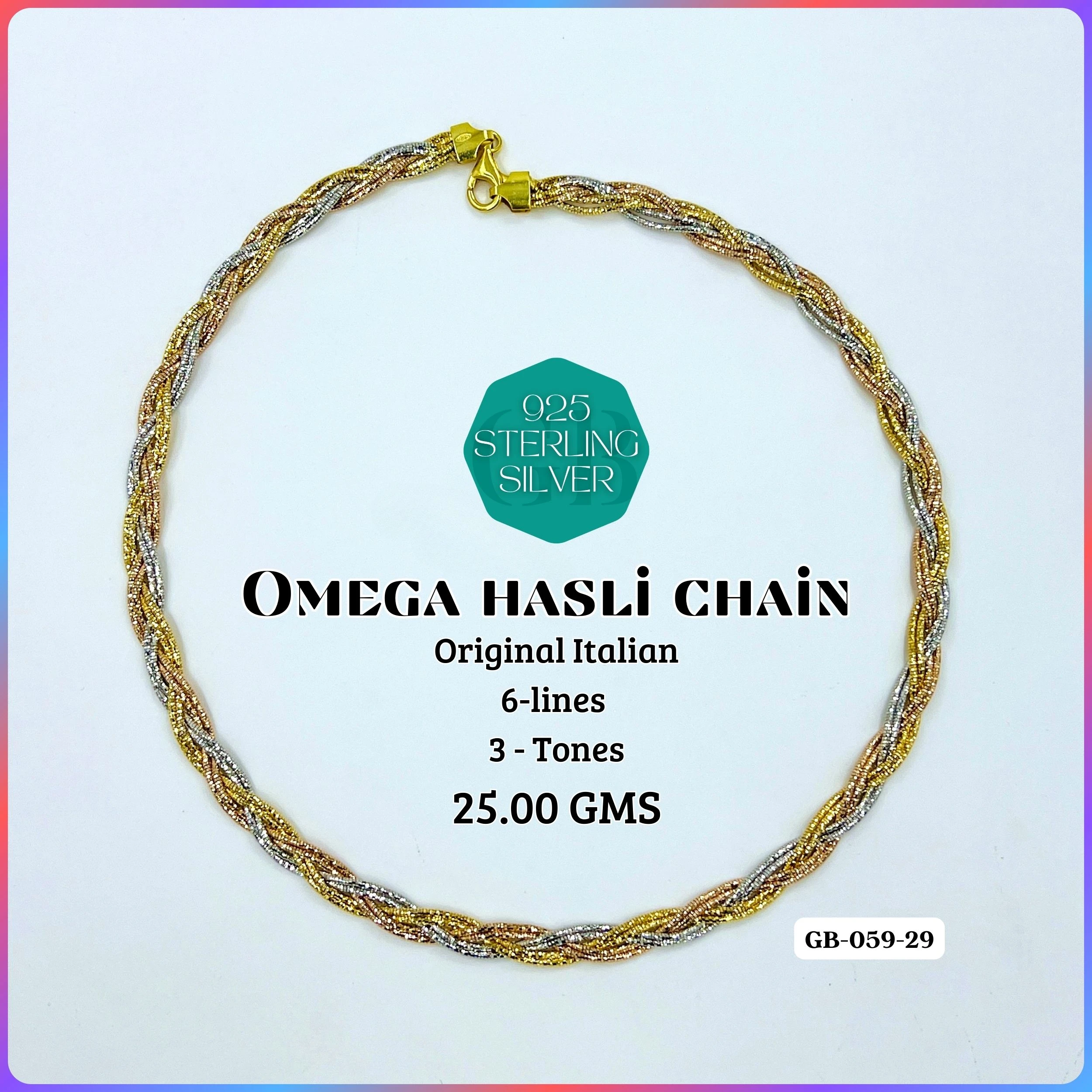 ITALY OMEGA CHAIN - Premium 925 Silver Jewellery - SKU: GB-059-029 - Hyderabad Silver Importers