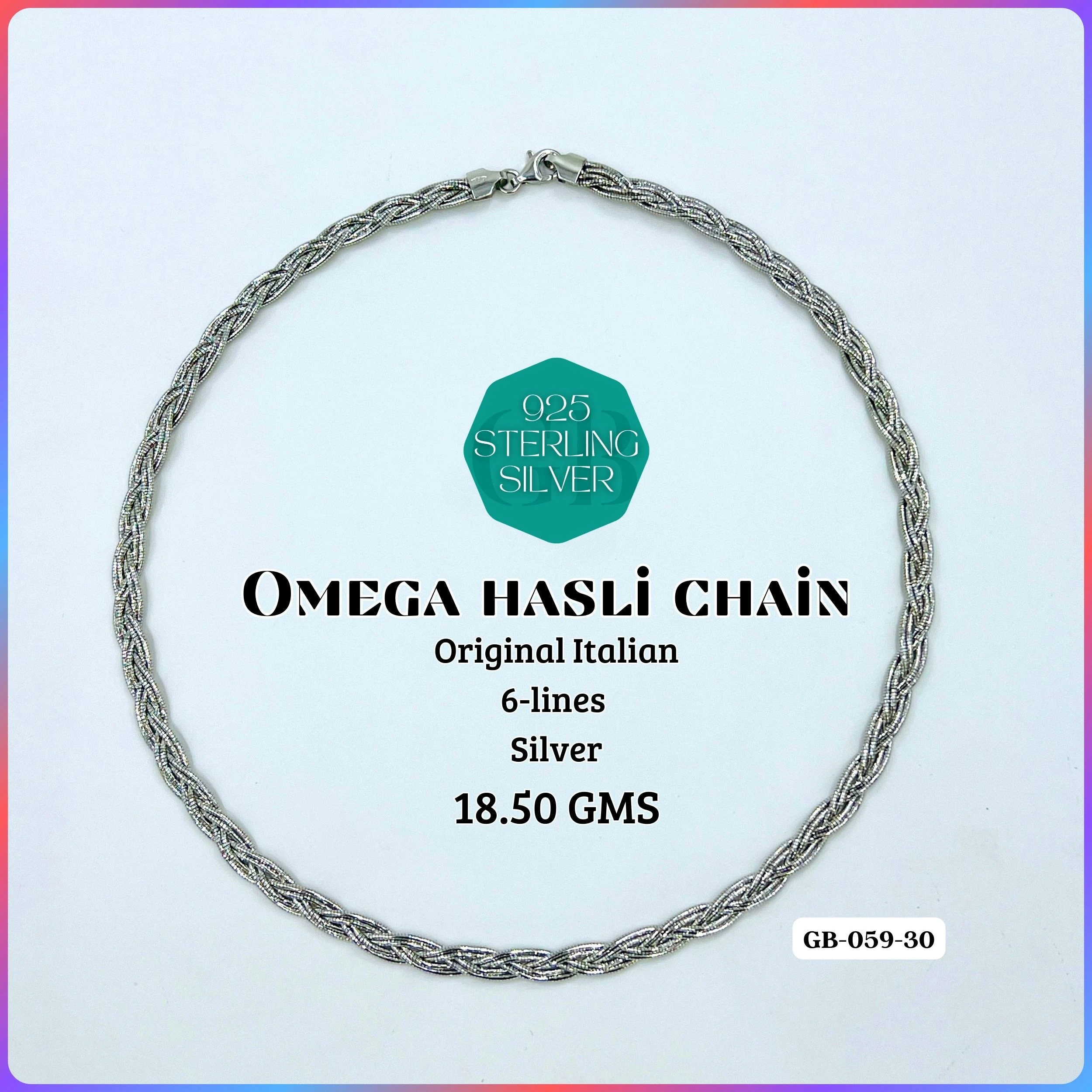 ITALY OMEGA CHAIN - Premium 925 Silver Jewellery - SKU: GB-059-030 - Hyderabad Silver Importers