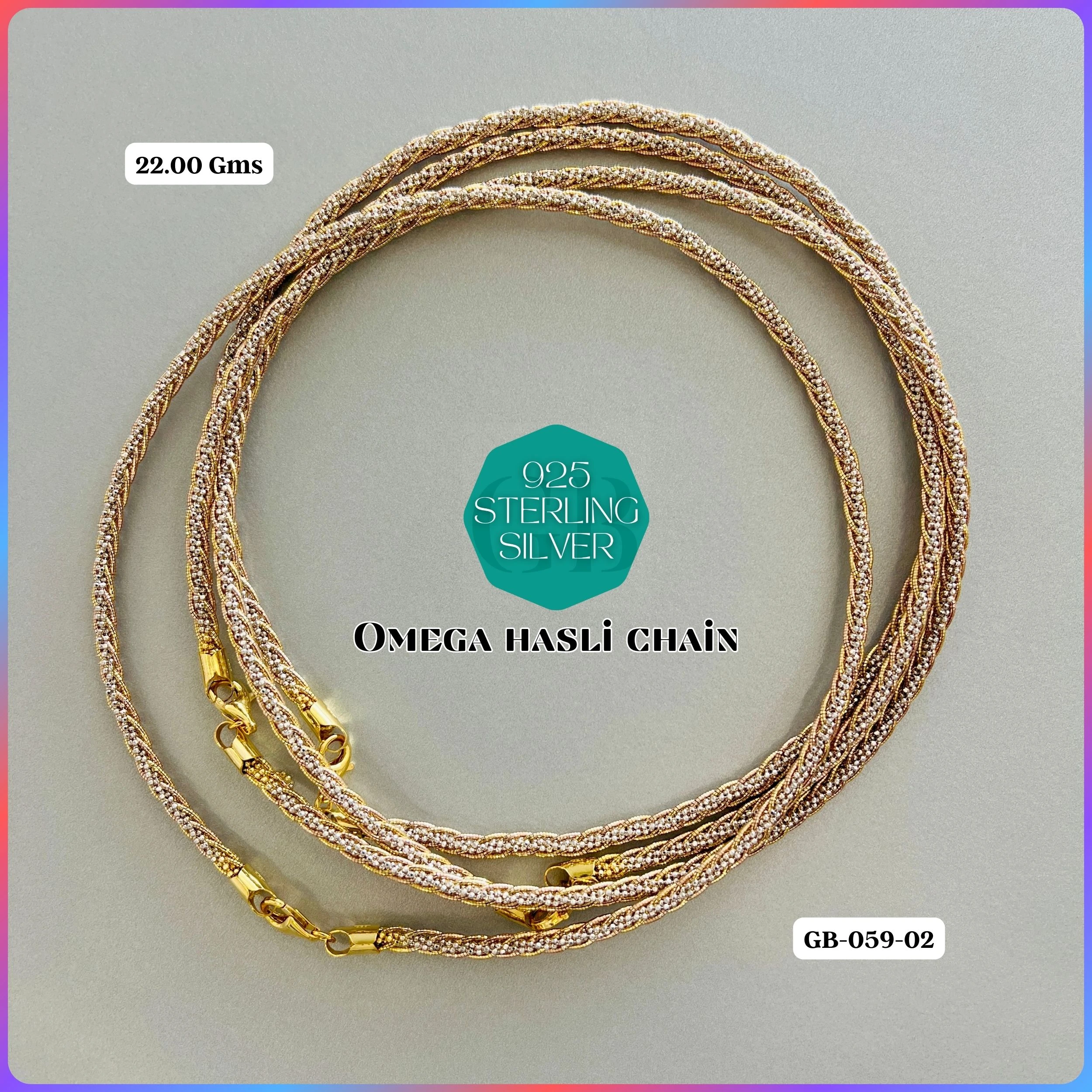 ITALY OMEGA CHAIN - Premium 925 Silver Jewellery - SKU: GB-059-032 - Hyderabad Silver Importers