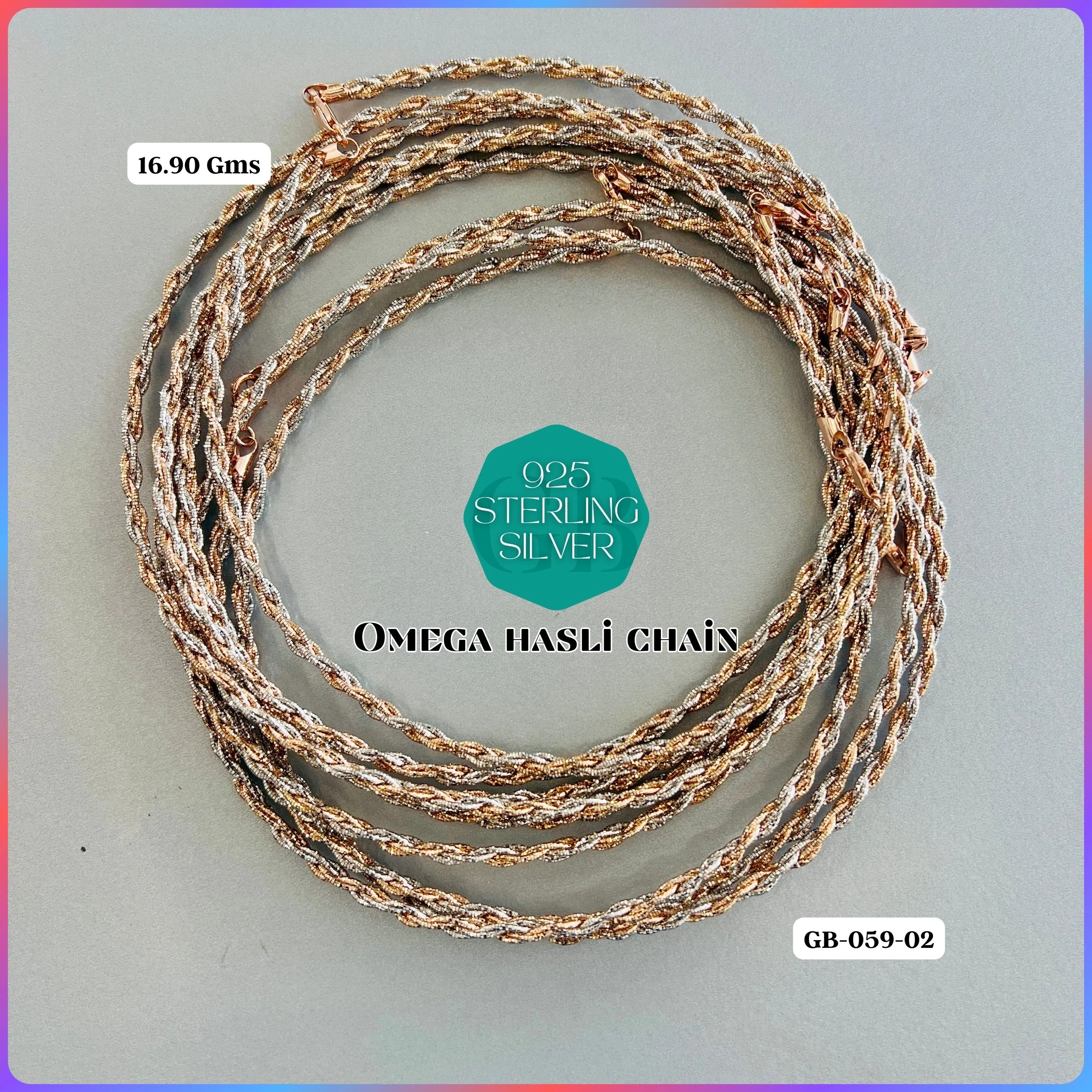 ITALY OMEGA CHAIN - Premium 925 Silver Jewellery - SKU: GB-059-034 - Hyderabad Silver Importers