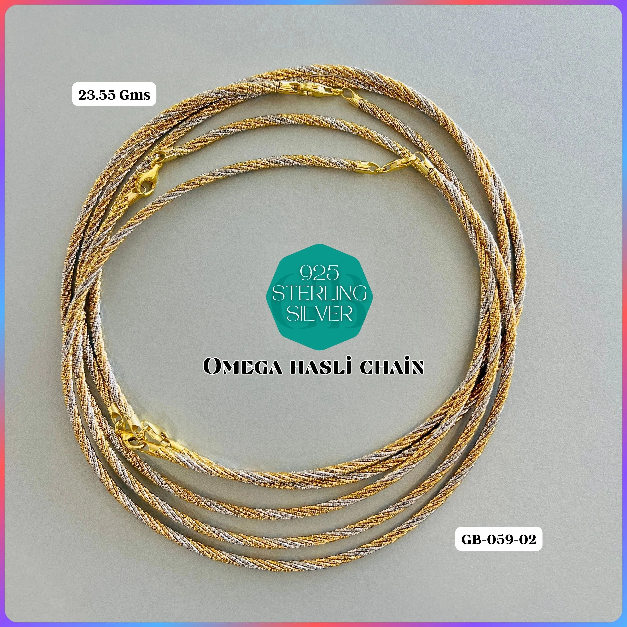 ITALY OMEGA CHAIN - Premium 925 Silver Jewellery - SKU: GB-059-036 - Hyderabad Silver Importers