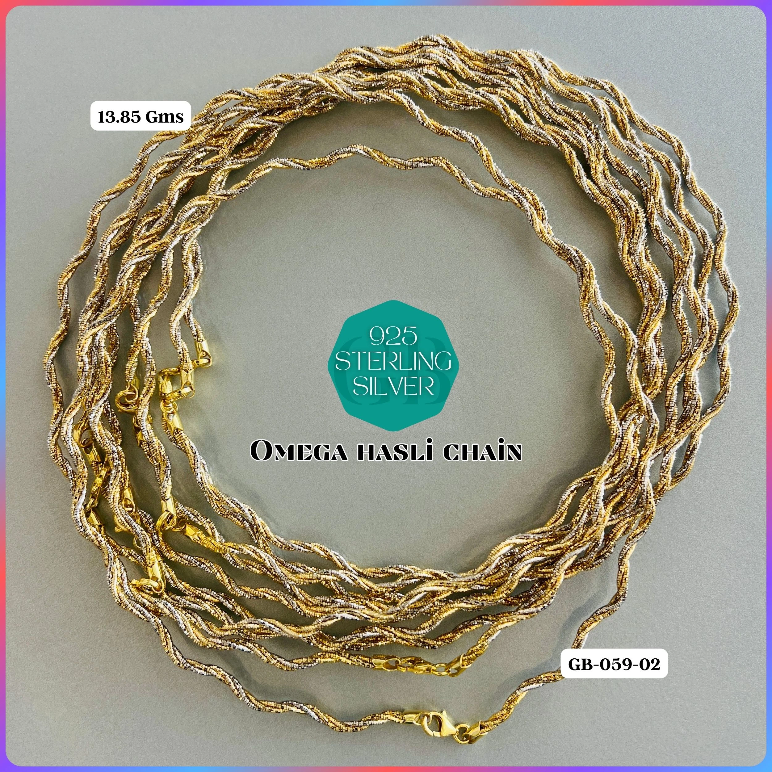 ITALY OMEGA CHAIN - Premium 925 Silver Jewellery - SKU: GB-059-037 - Hyderabad Silver Importers