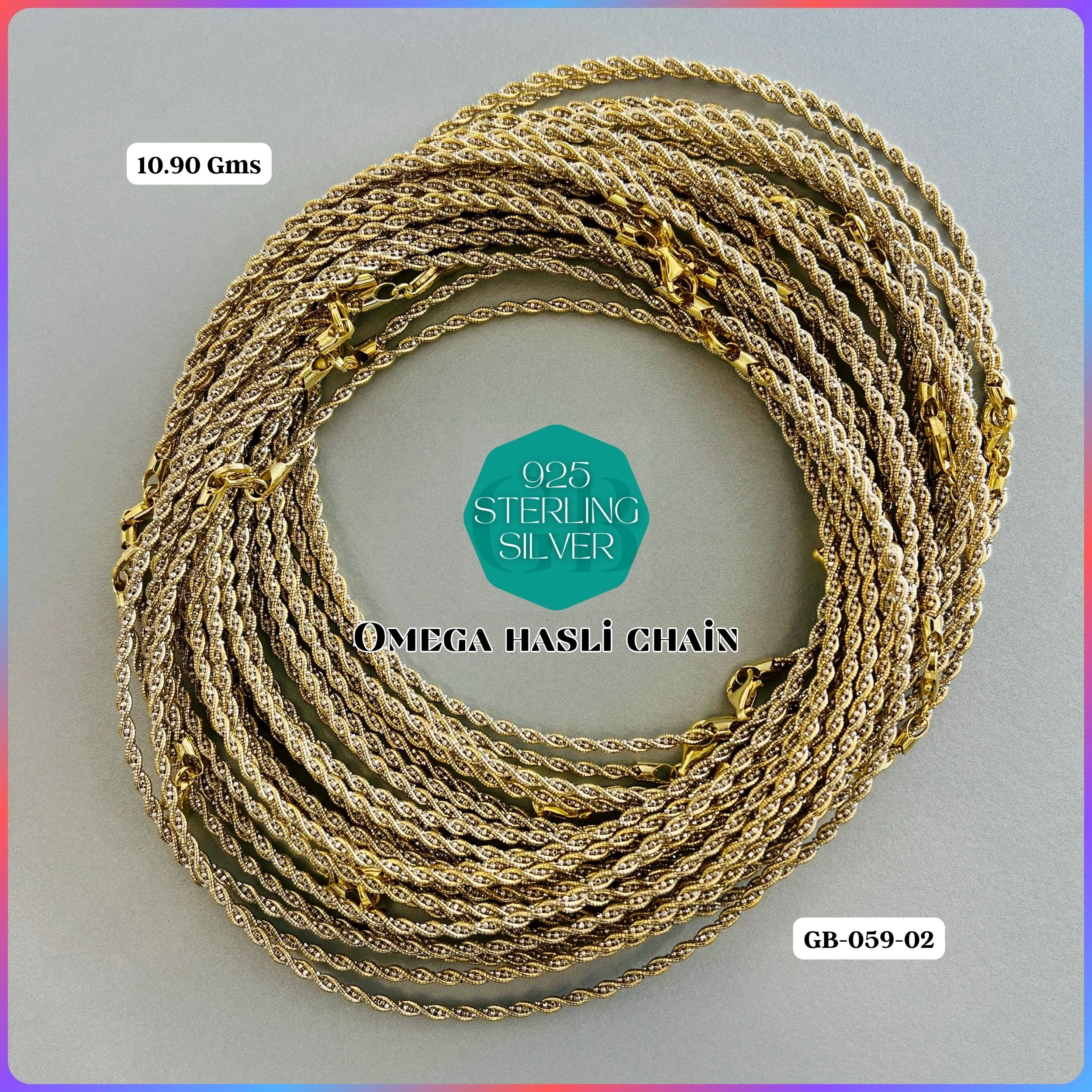 ITALY OMEGA CHAIN - Premium 925 Silver Jewellery - SKU: GB-059-038 - Hyderabad Silver Importers