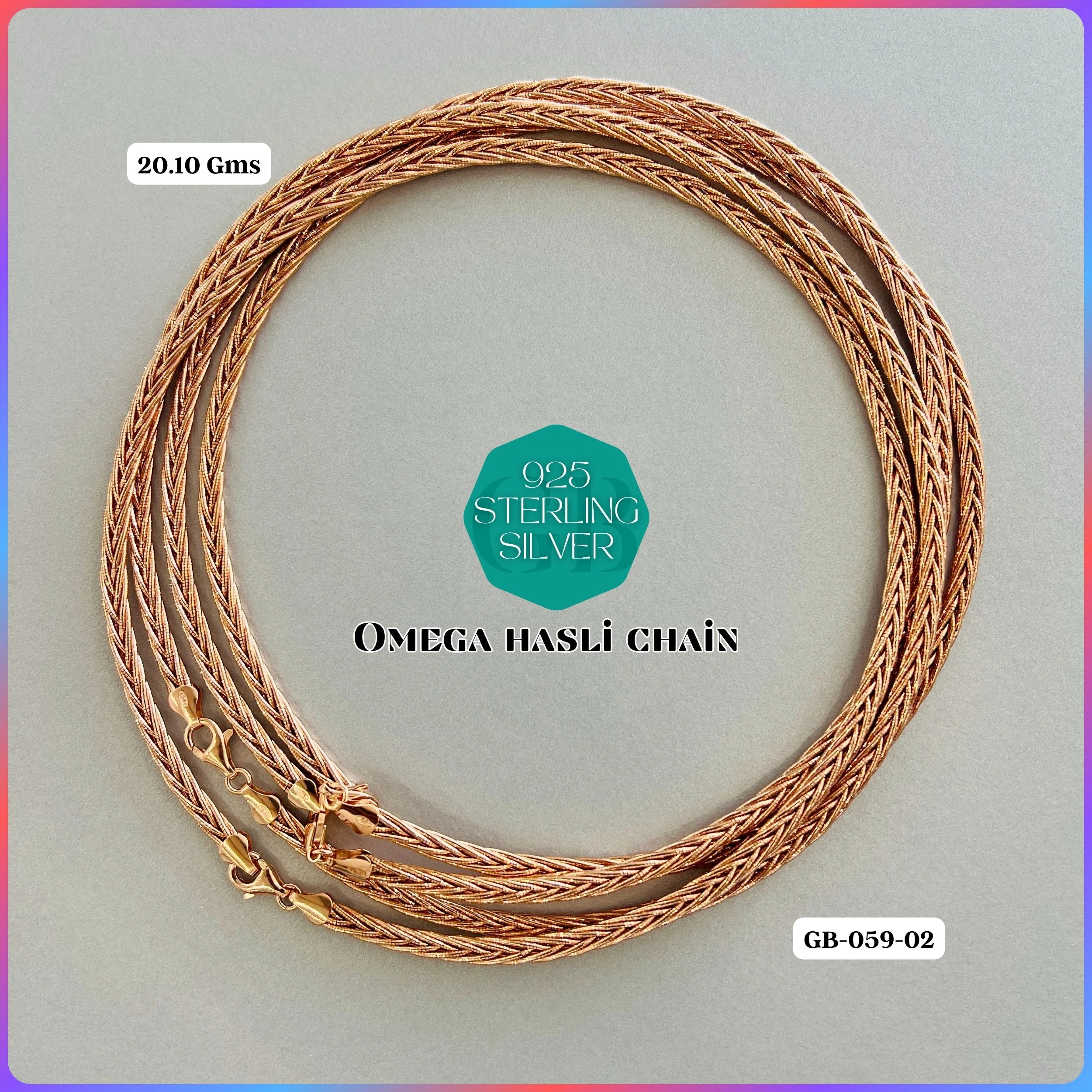 ITALY OMEGA CHAIN - Premium 925 Silver Jewellery - SKU: GB-059-040 - Hyderabad Silver Importers
