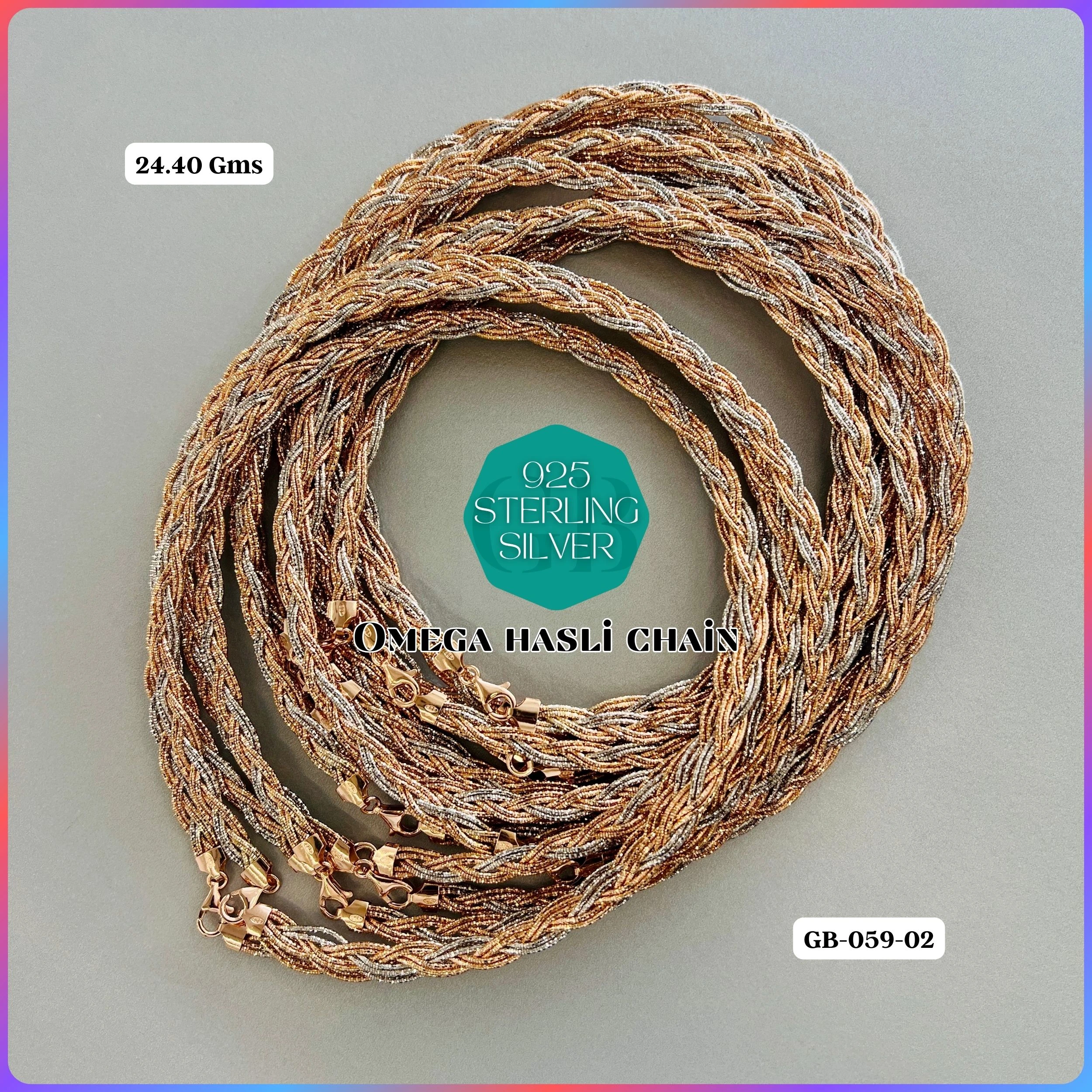 ITALY OMEGA CHAIN - Premium 925 Silver Jewellery - SKU: GB-059-041 - Hyderabad Silver Importers