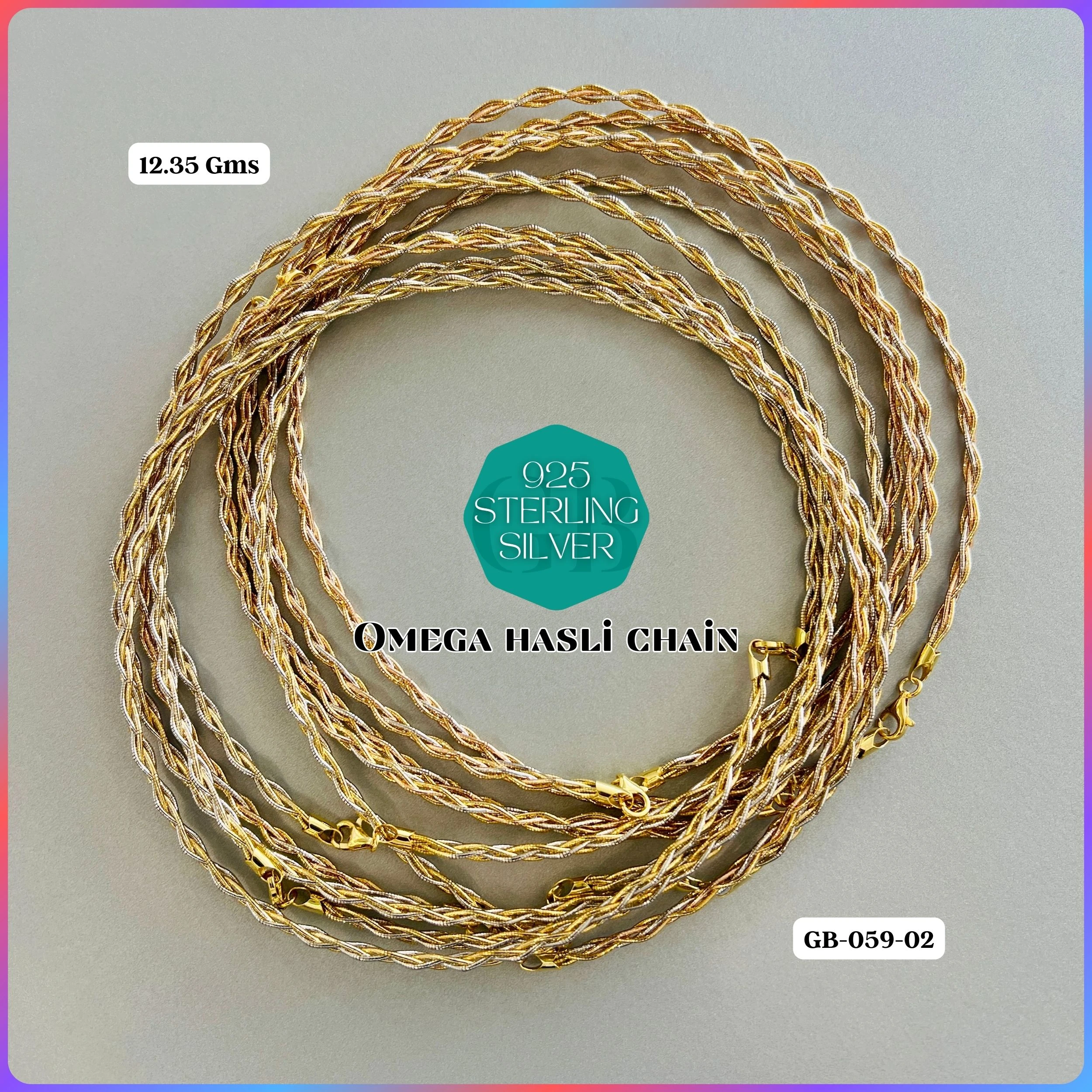 ITALY OMEGA CHAIN - Premium 925 Silver Jewellery - SKU: GB-059-042 - Hyderabad Silver Importers
