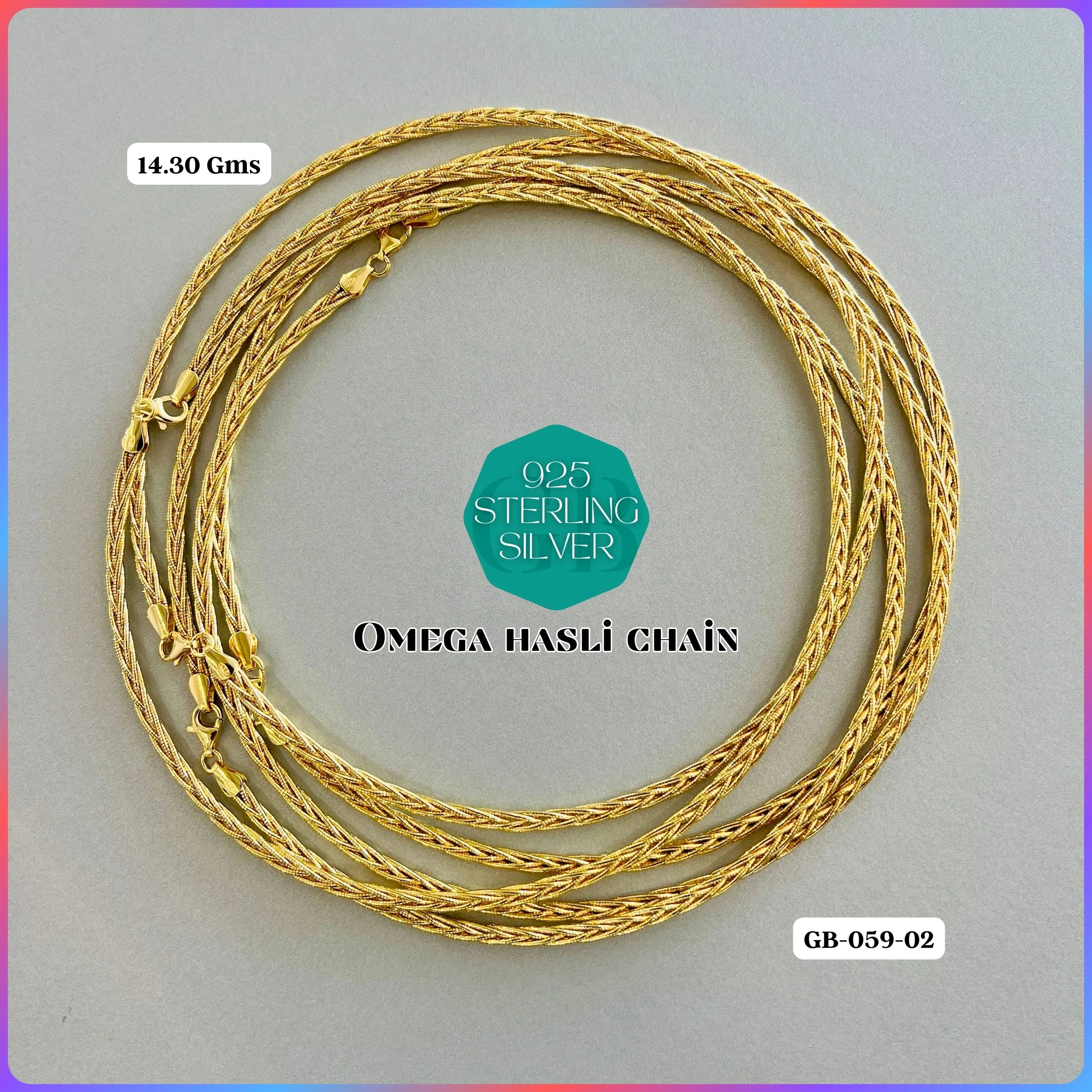 ITALY OMEGA CHAIN - Premium 925 Silver Jewellery - SKU: GB-059-043 - Hyderabad Silver Importers