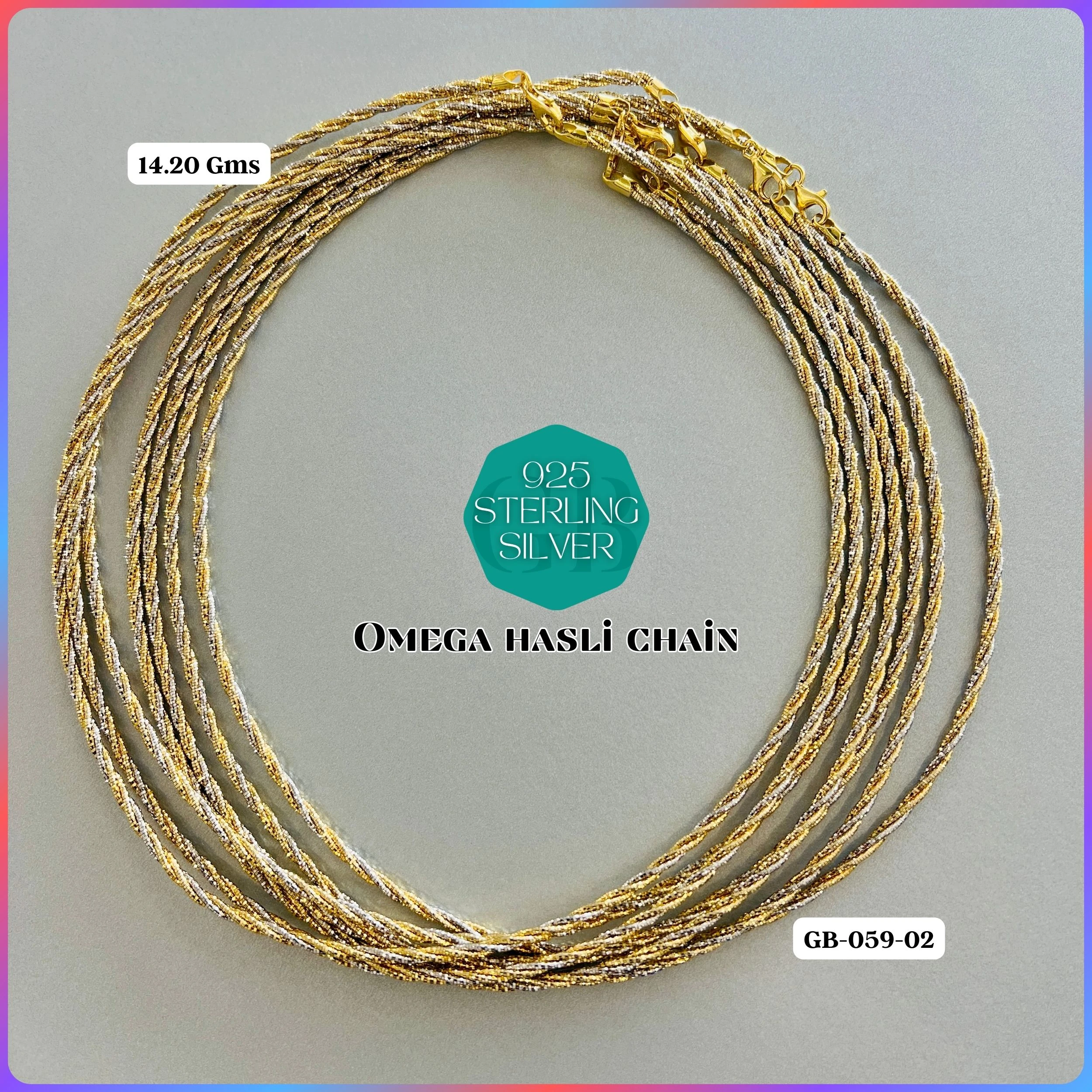 ITALY OMEGA CHAIN - Premium 925 Silver Jewellery - SKU: GB-059-044 - Hyderabad Silver Importers