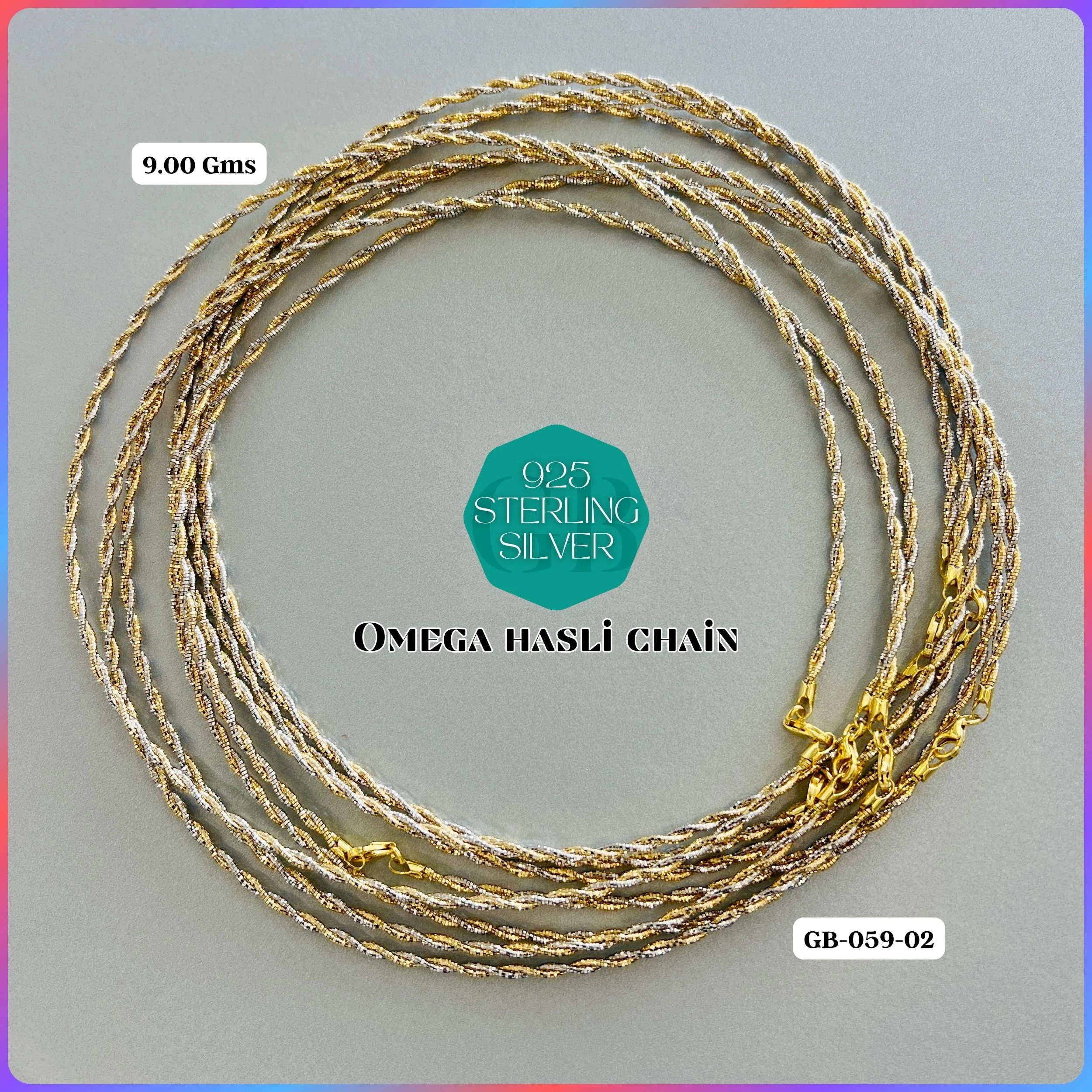 ITALY OMEGA CHAIN - Premium 925 Silver Jewellery - SKU: GB-059-045 - Hyderabad Silver Importers