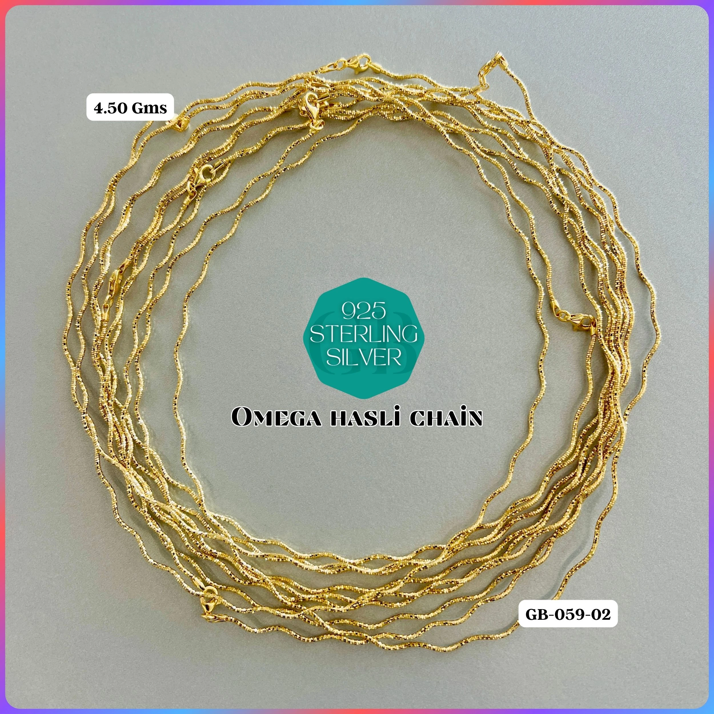 ITALY OMEGA CHAIN - Premium 925 Silver Jewellery - SKU: GB-059-046 - Hyderabad Silver Importers