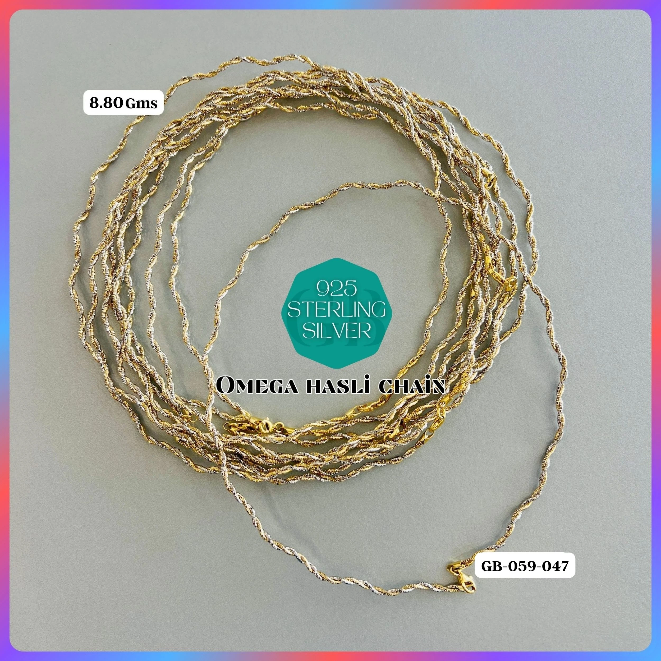 ITALY OMEGA CHAIN - Premium 925 Silver Jewellery - SKU: GB-059-047 - Hyderabad Silver Importers