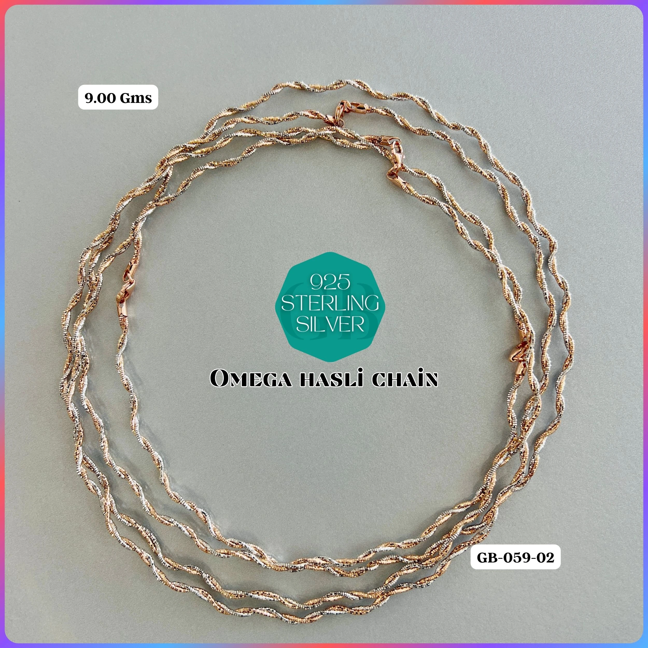 ITALY OMEGA CHAIN - Premium 925 Silver Jewellery - SKU: GB-059-048 - Hyderabad Silver Importers
