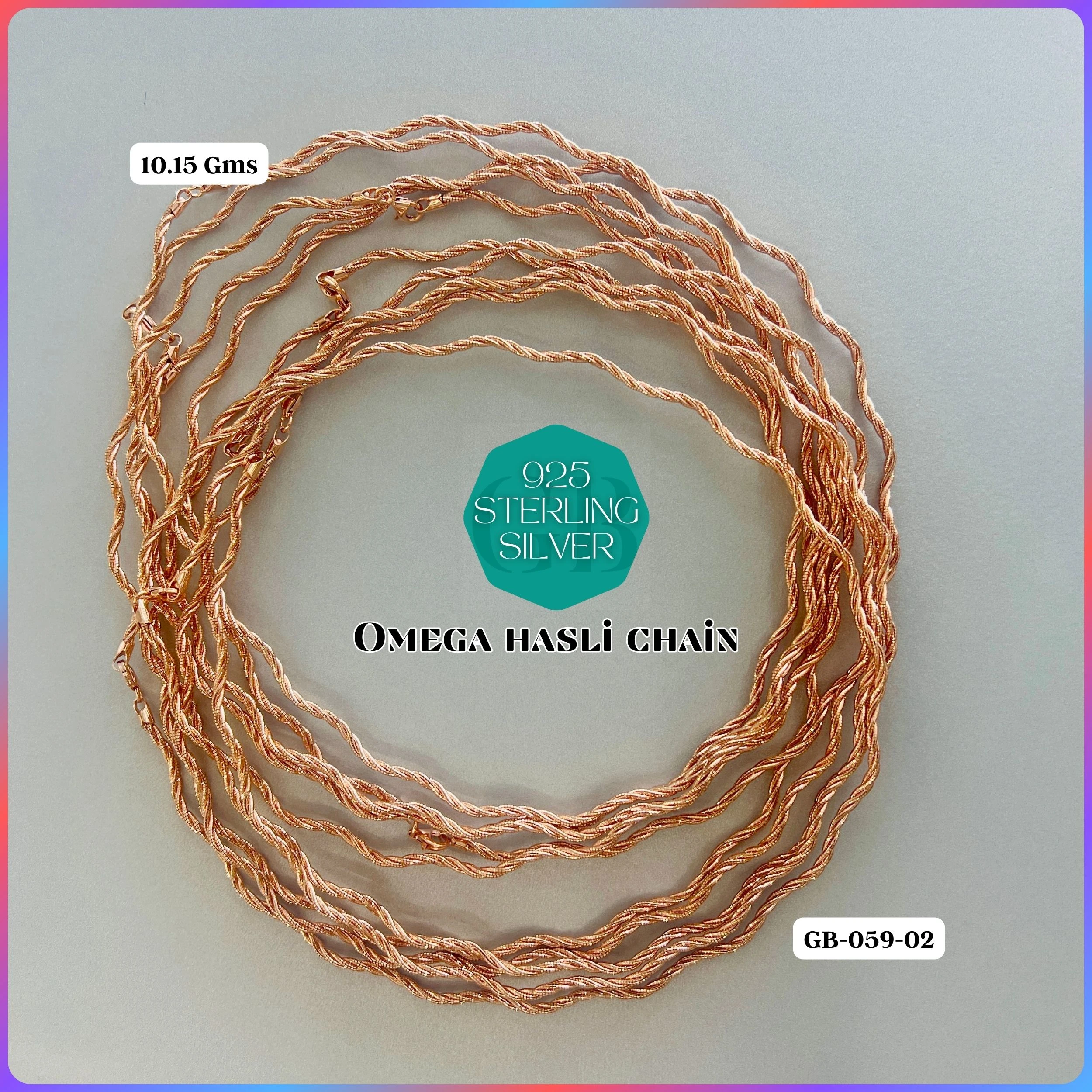 ITALY OMEGA CHAIN - Premium 925 Silver Jewellery - SKU: GB-059-050 - Hyderabad Silver Importers