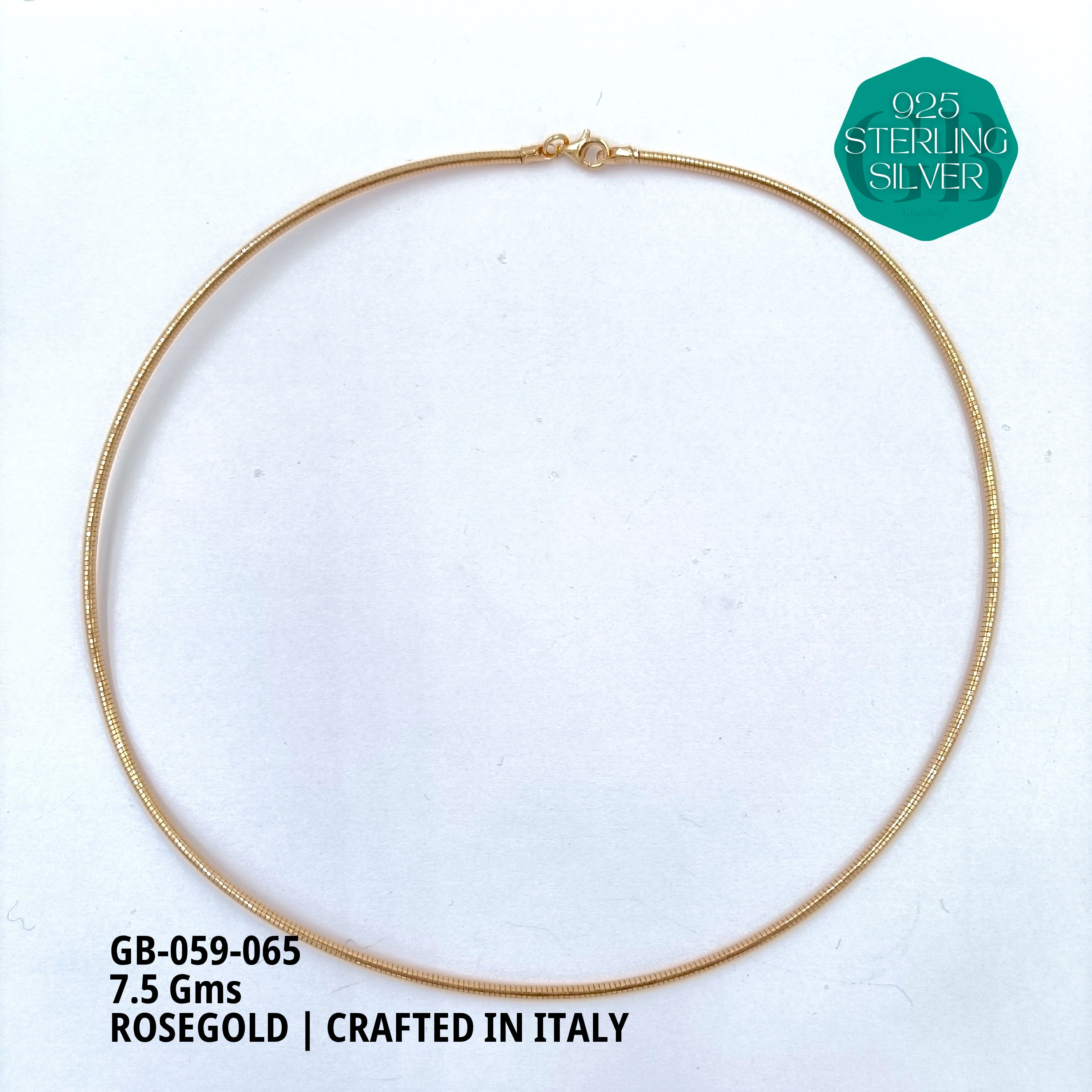 ITALY OMEGA CHAIN - Premium 925 Silver Jewellery - SKU: GB-059-065 - Hyderabad Silver Importers