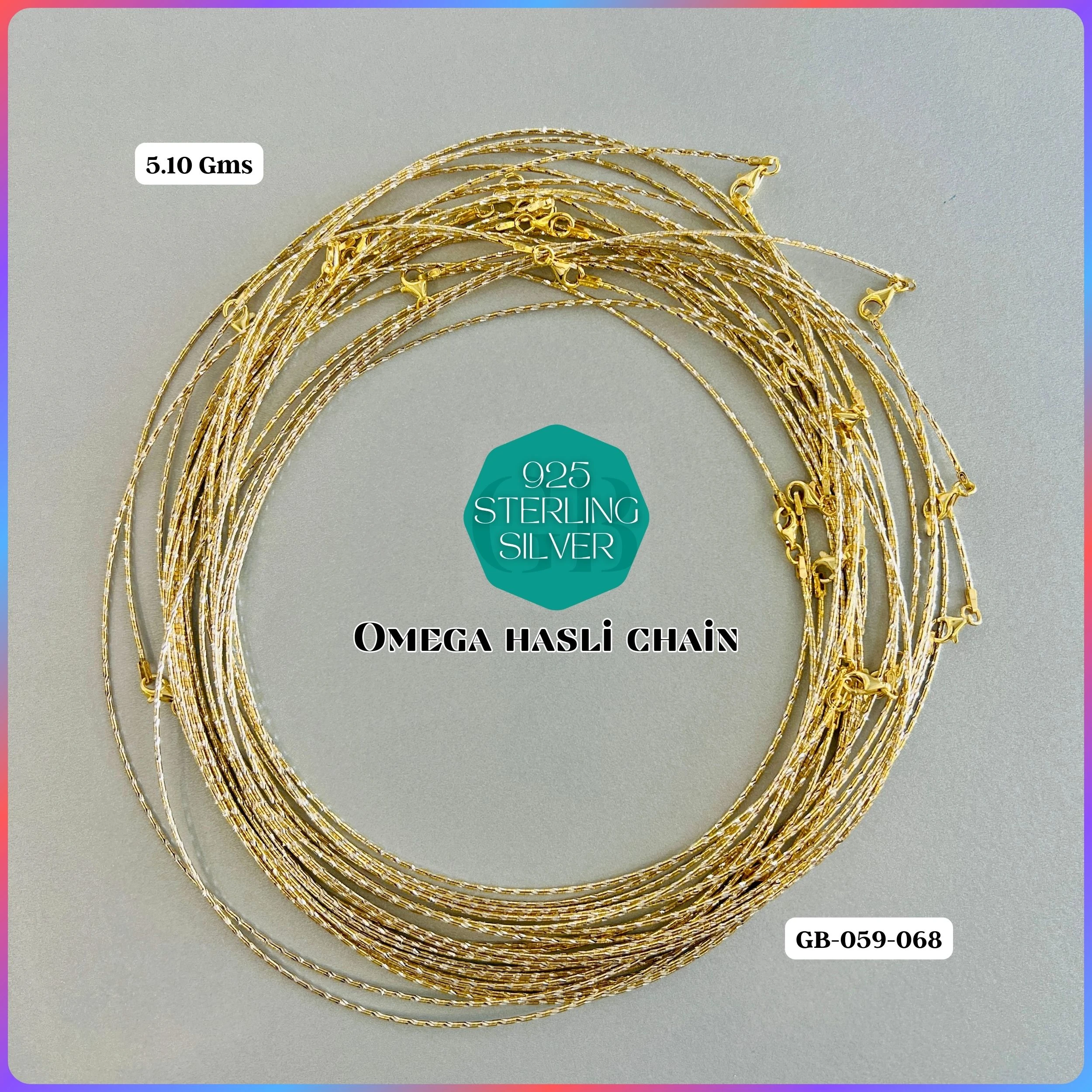 ITALY OMEGA CHAIN - Premium 925 Silver Jewellery - SKU: GB-059-068 - Hyderabad Silver Importers