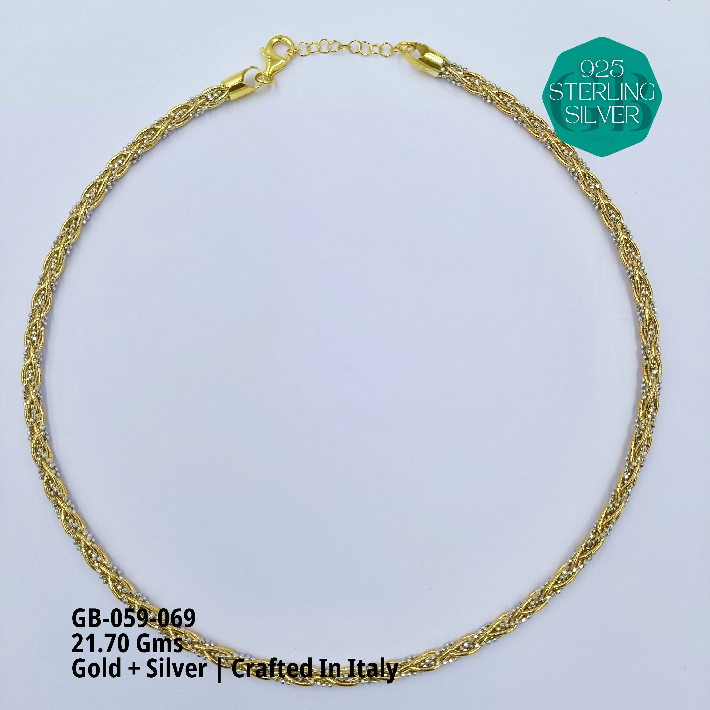 ITALY OMEGA CHAIN - Premium 925 Silver Jewellery - SKU: GB-059-069 - Hyderabad Silver Importers