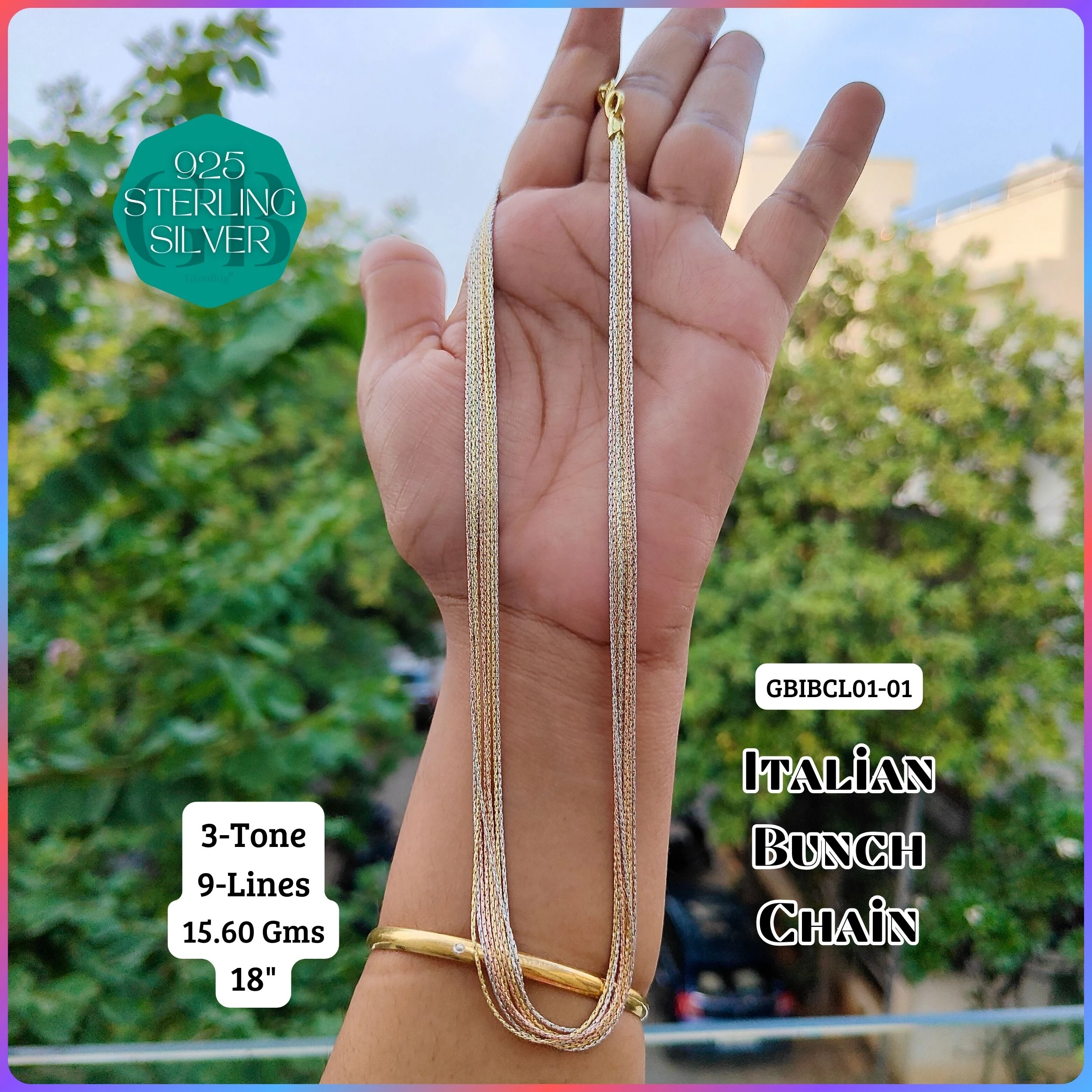 ITALIAN BUNCH CHAINS 3-5-7-9 LINES - Premium 925 Silver Jewellery - SKU: GB-060-001 - Hyderabad Silver Importers